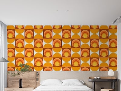 Vintage Abstract Geometry Pattern Orange Sun