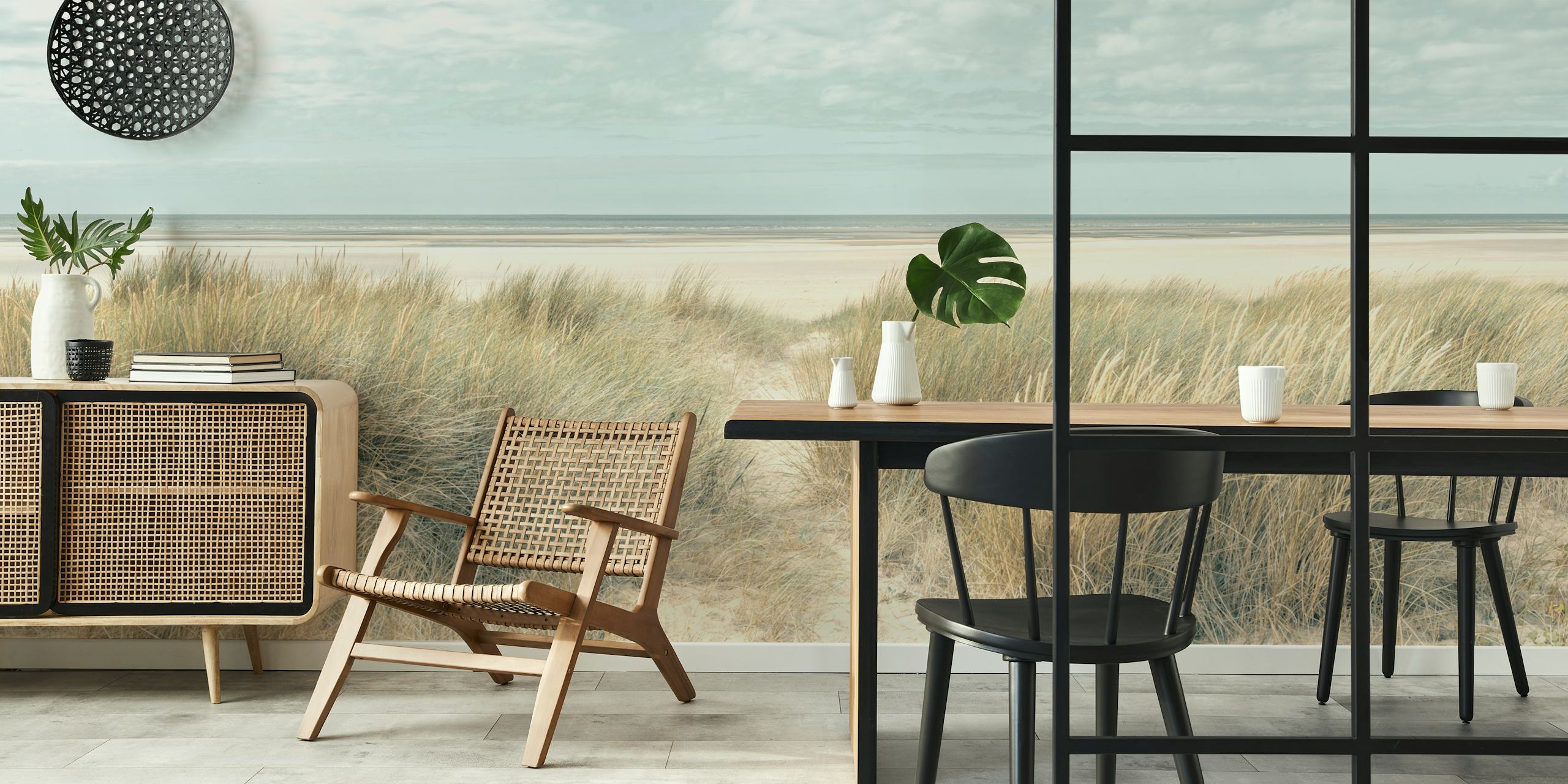 Wall mural of grassy dunes and coastal view