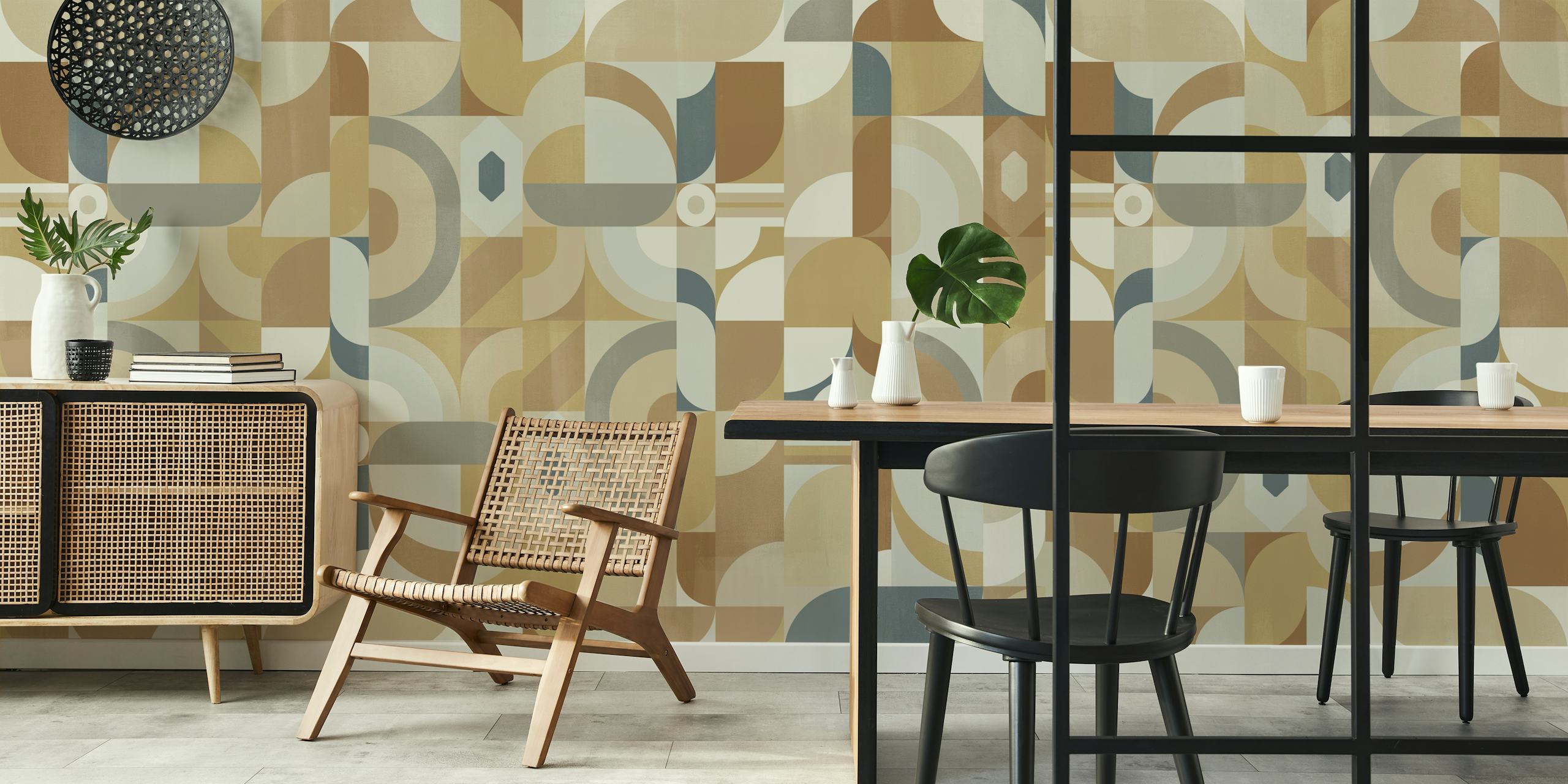 Mid Century Bauhaus Motif wallpaper in a room