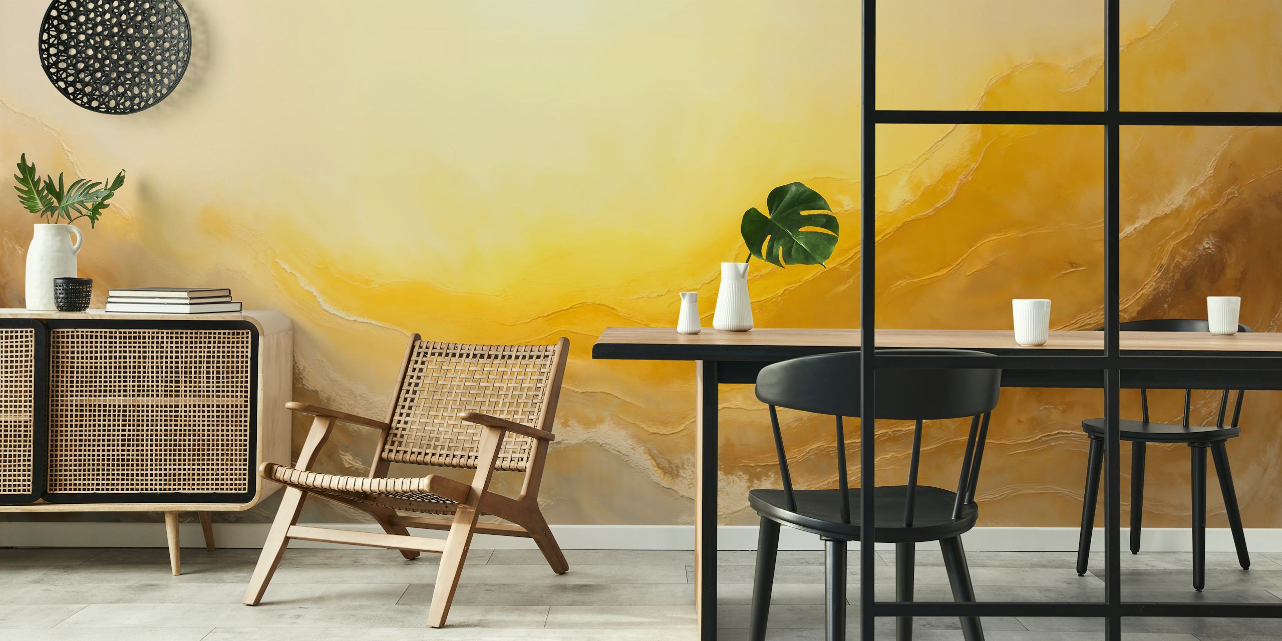 Majestic Sunset Waves wallpaper in a room