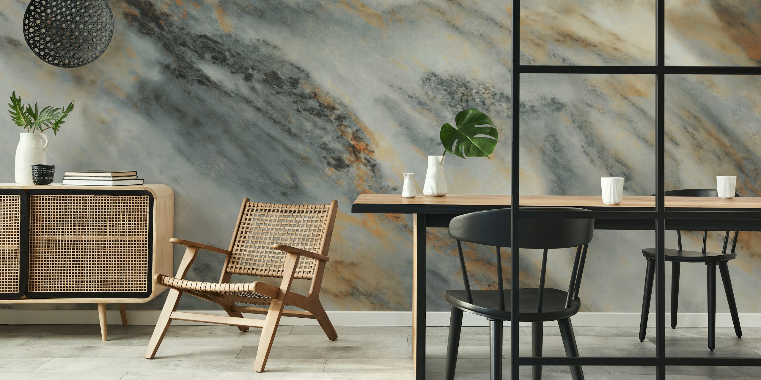 Natural granite rustic stone wallpaper in room