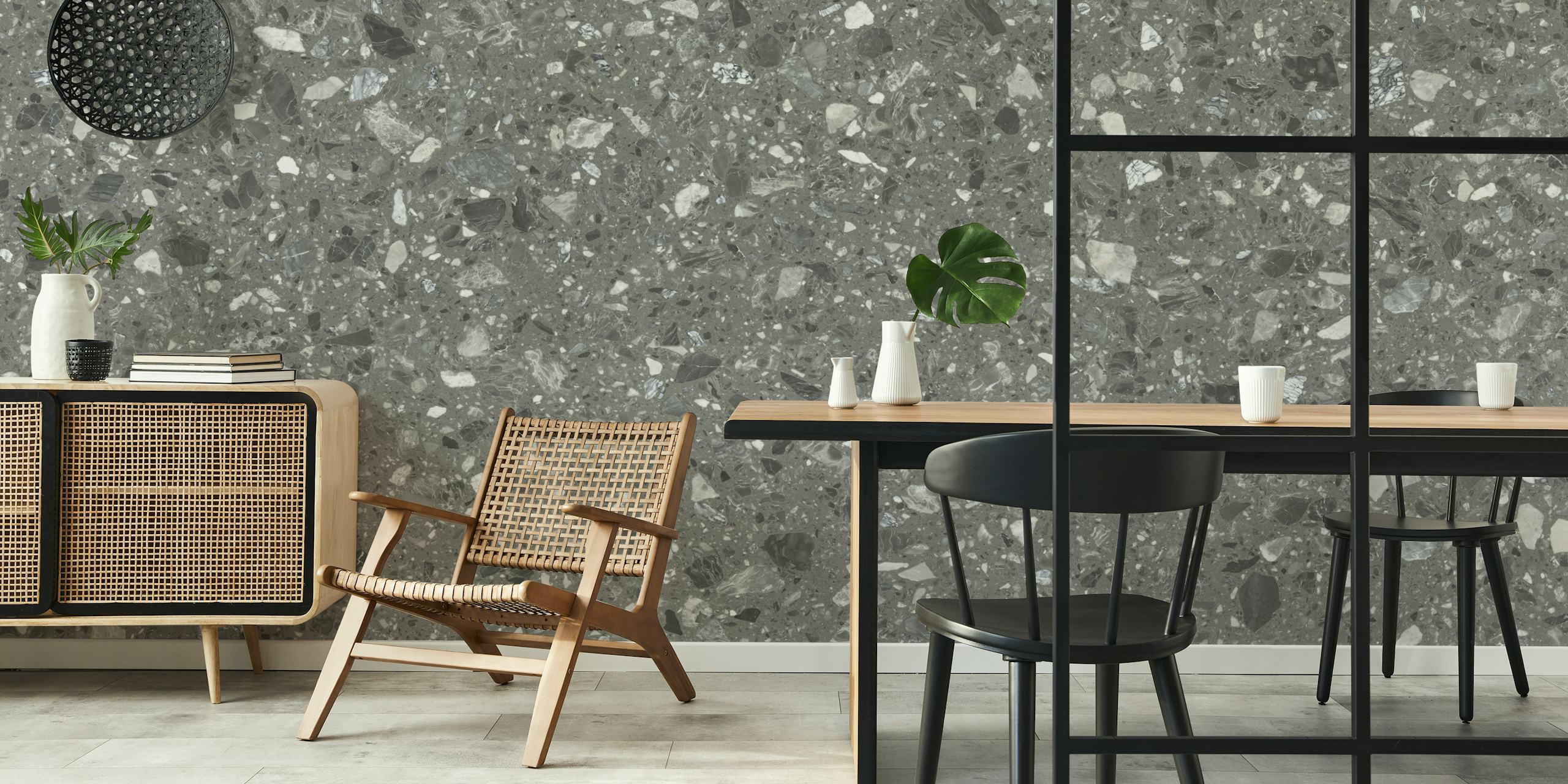 Terrazzo marble wallpaper in a room