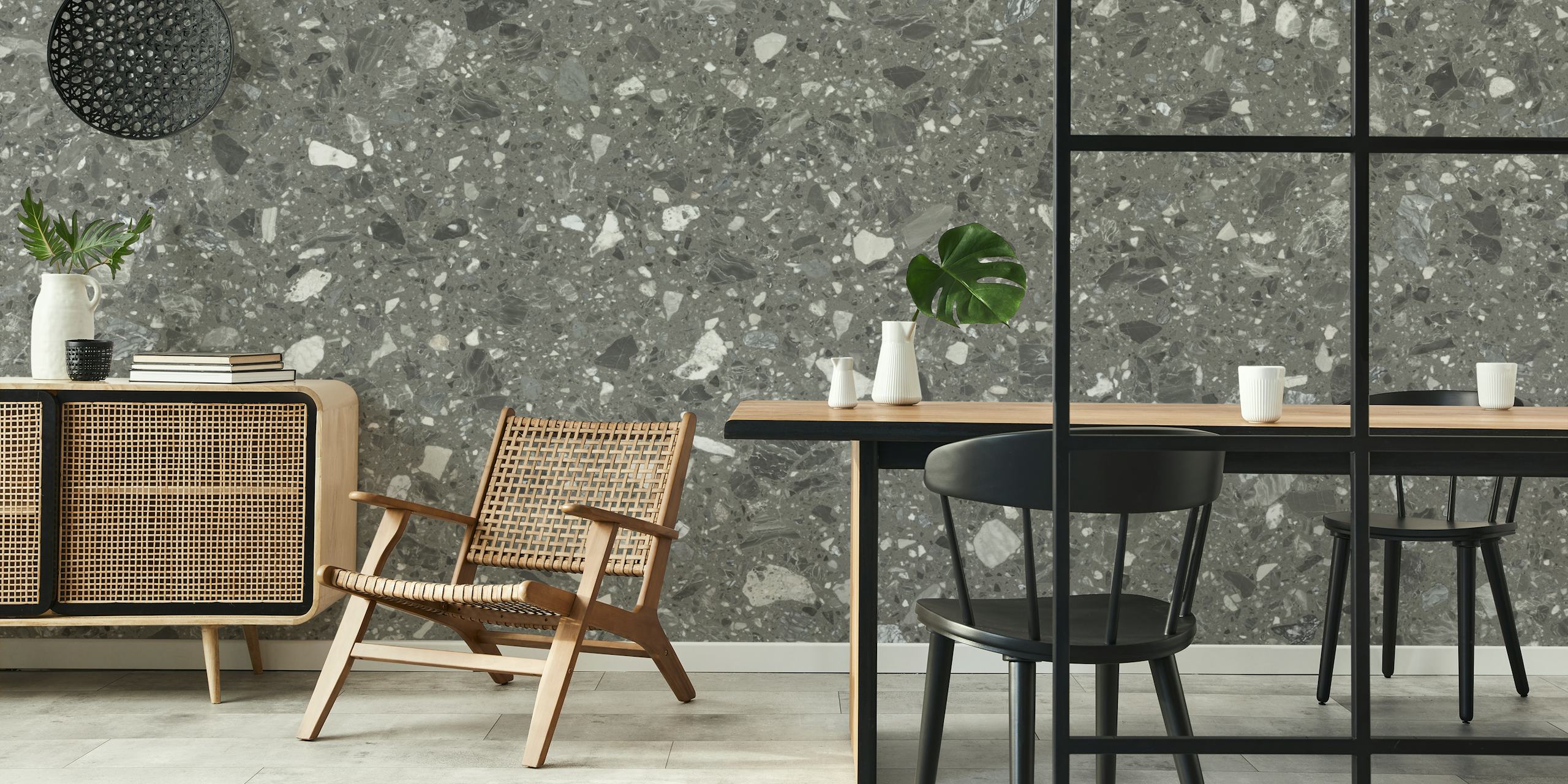 Dark Grey Terrazzo tapete