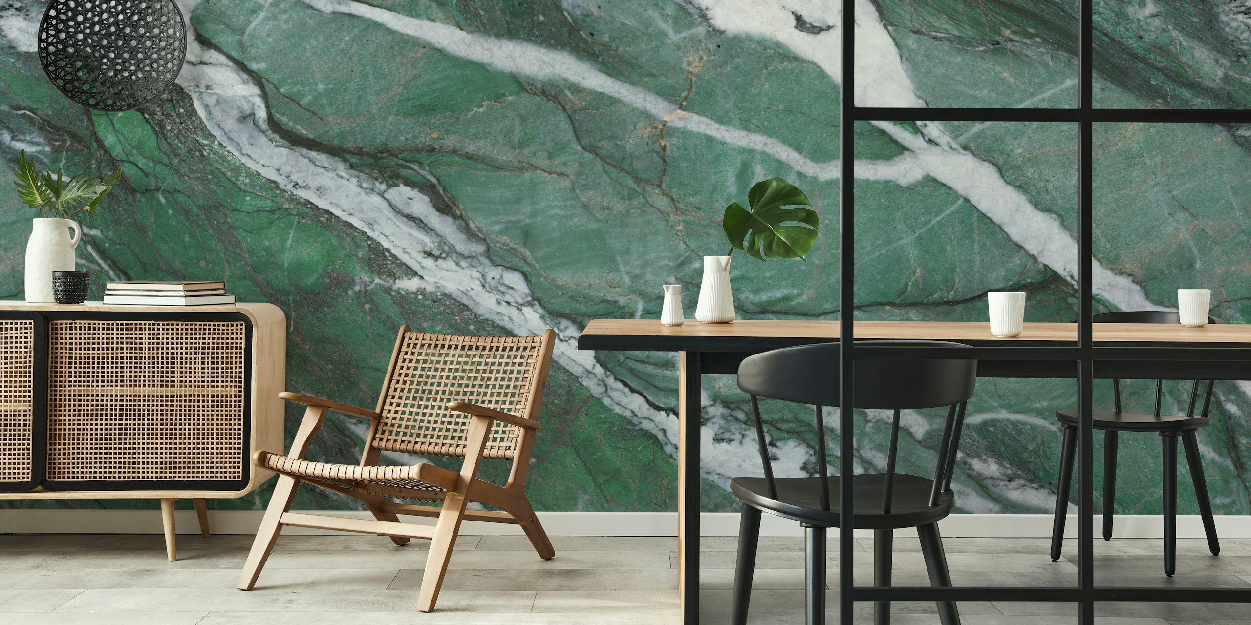 Dark Green Marble wallpaper in a room setting