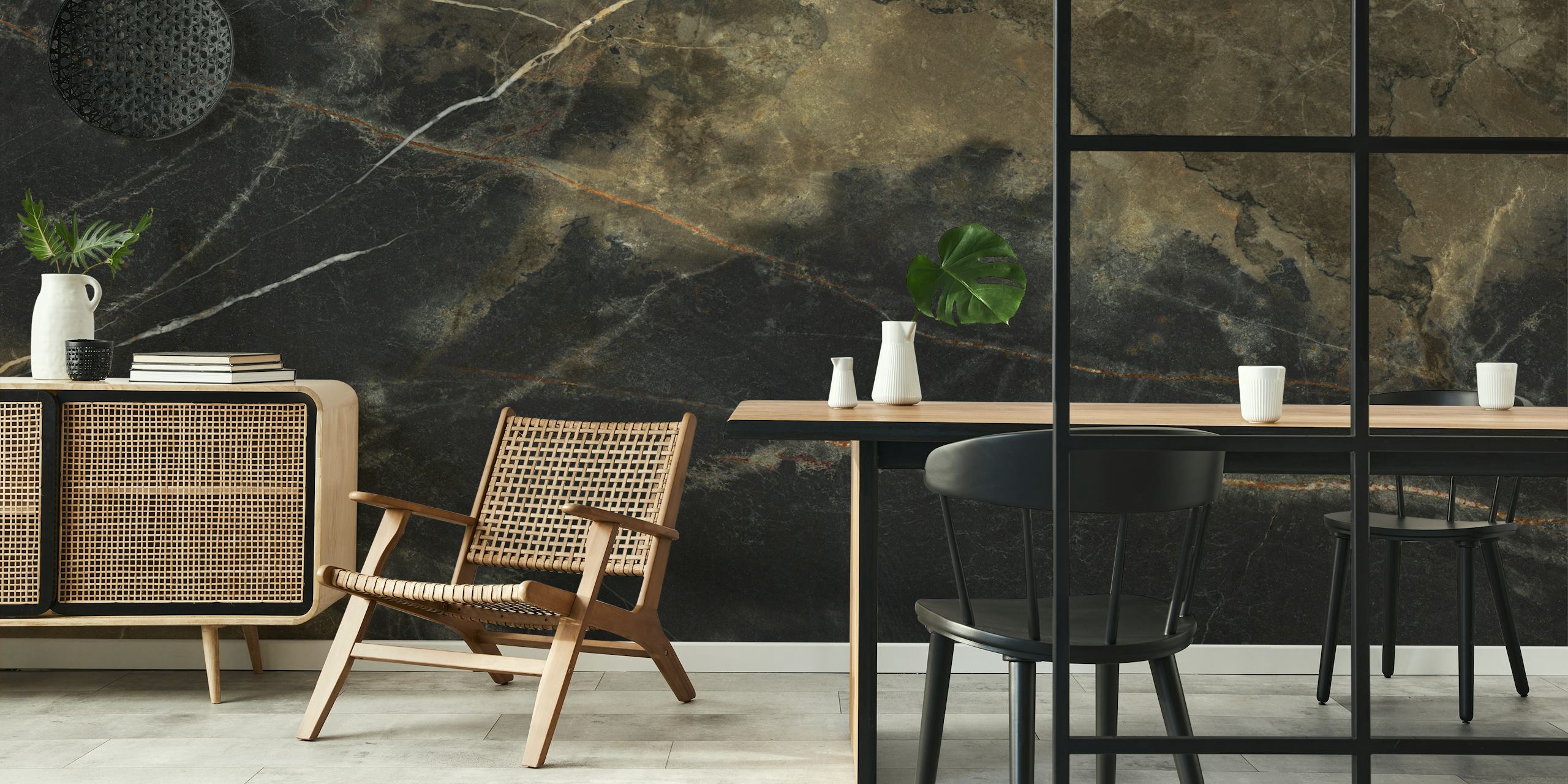 Tapeta Sahara Noir Marble wyeksponowana w pomieszczeniu