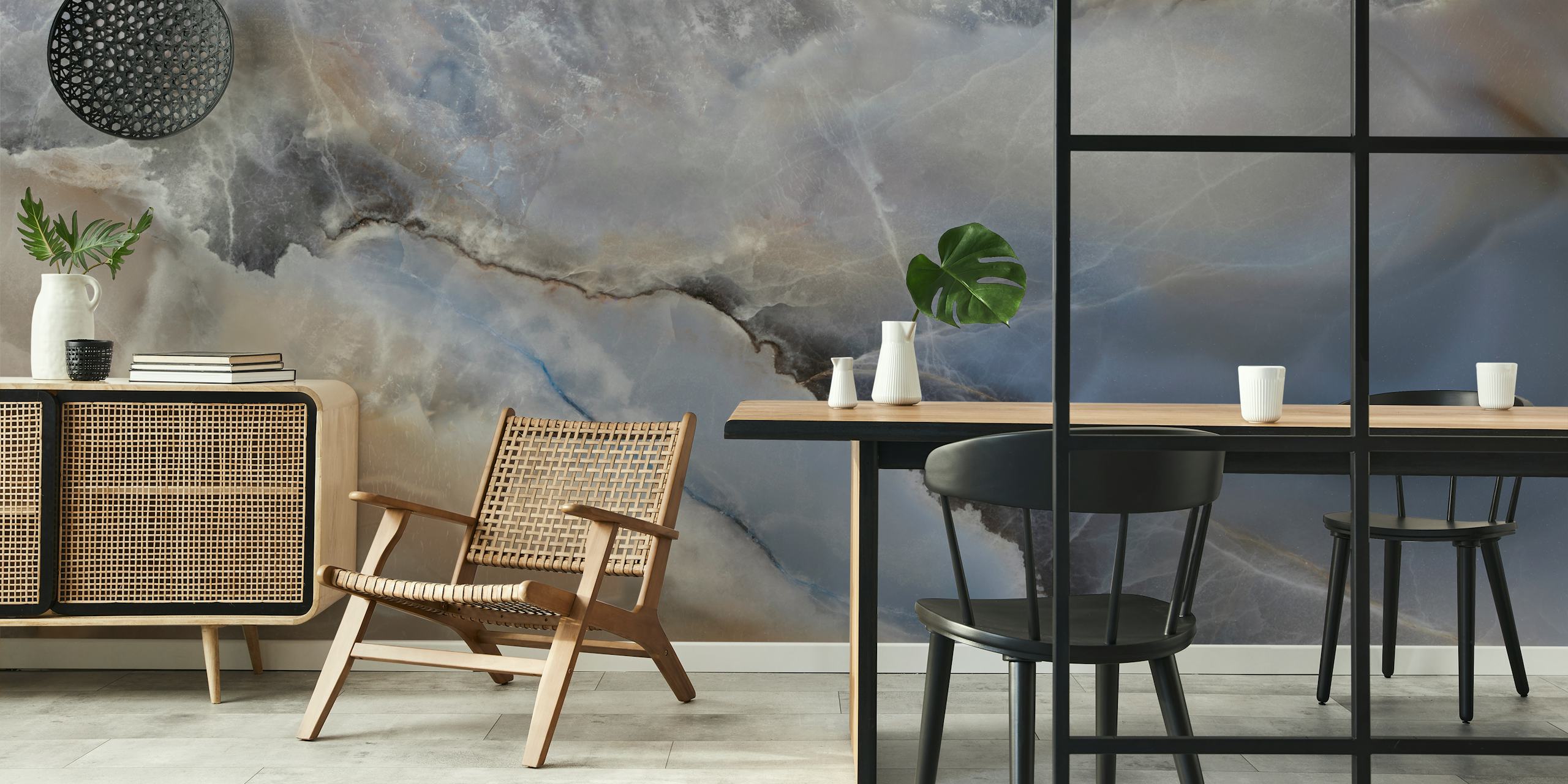 Smooth marble stone tapet i en moderne setting