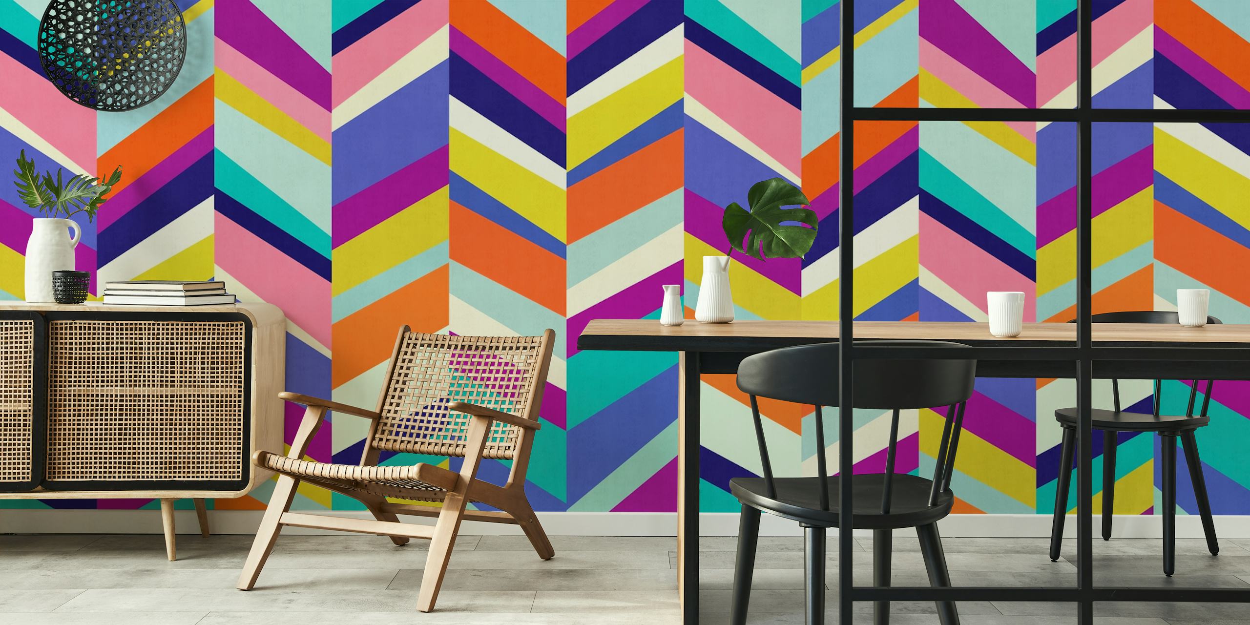 Fototapeta s barevným vzorem Chevron s klikatými pruhy
