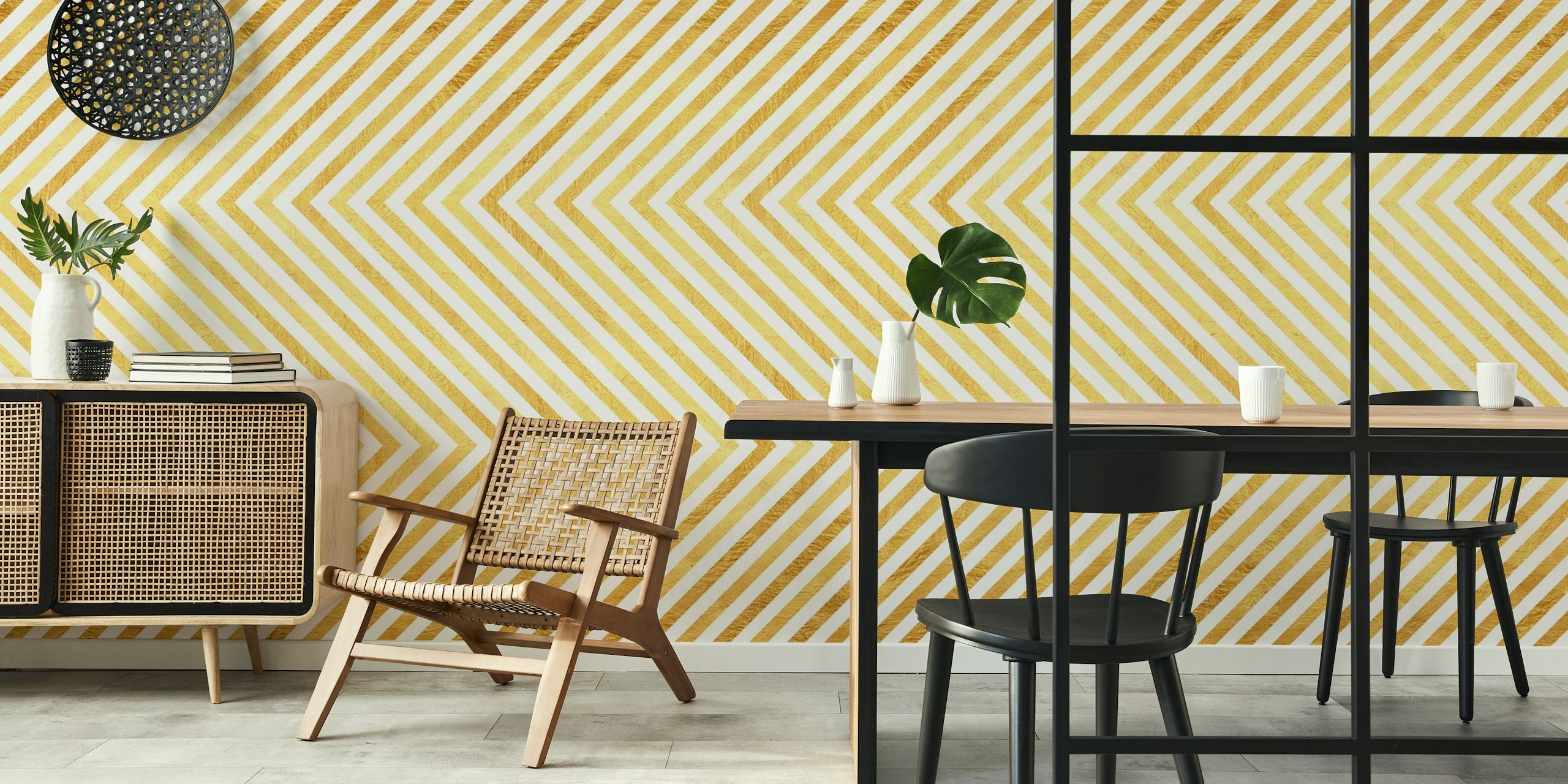 Papel de parede Golden lines II em um quarto