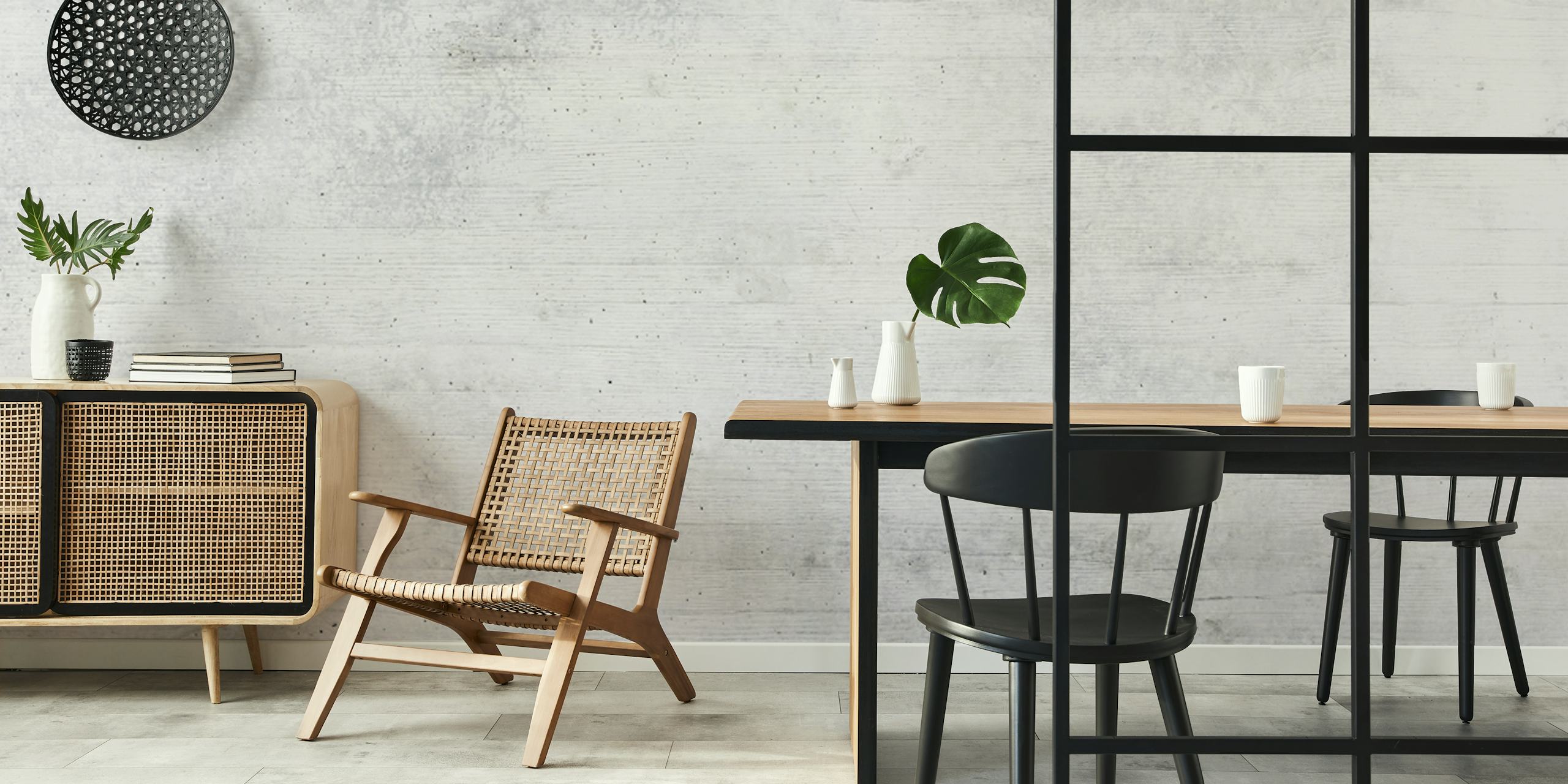 Textured white concrete wallpaper with grainy finish