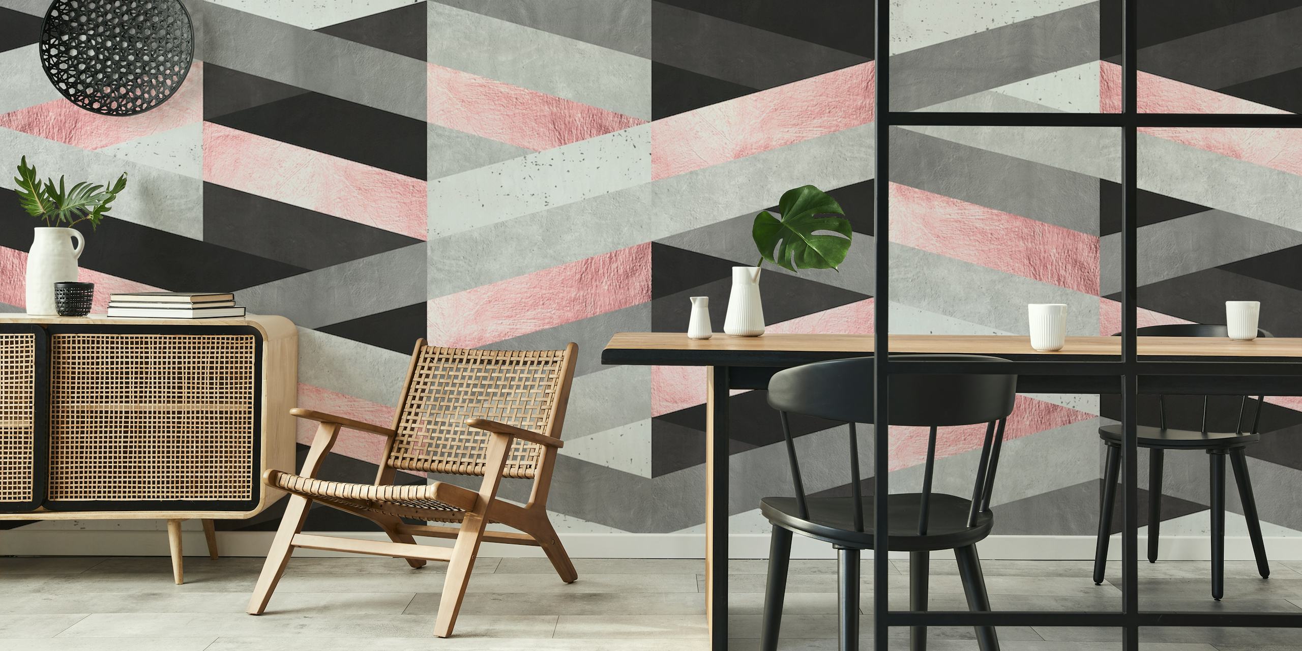 Pink fashion art wallpaper in a modern room