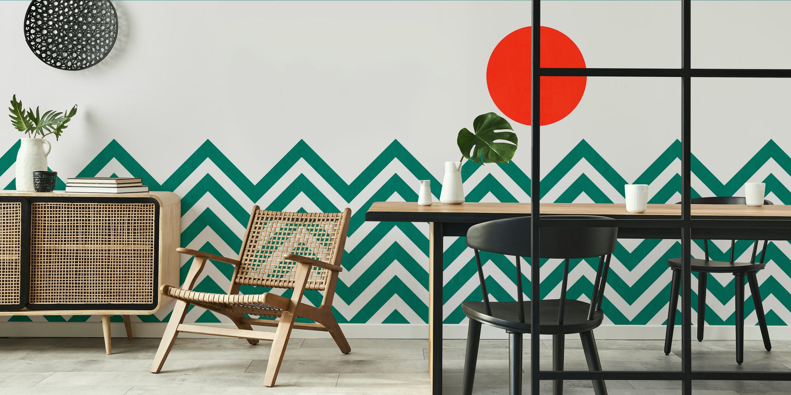 Papel de parede Chevron fashion 04 exibido em uma sala