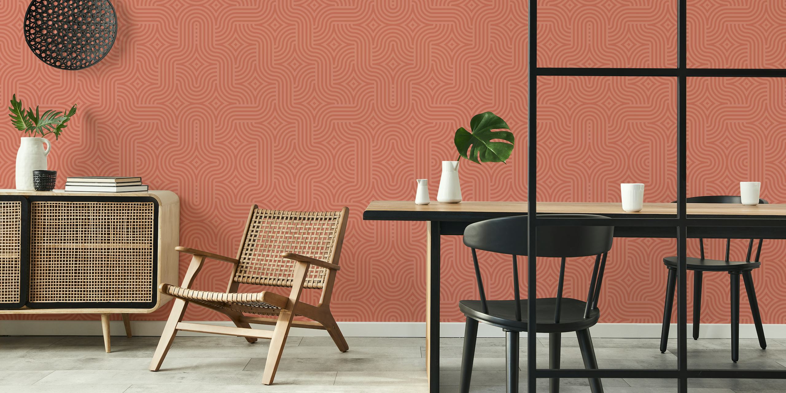 Diseño de papel tapiz Boho Boho en una habitación