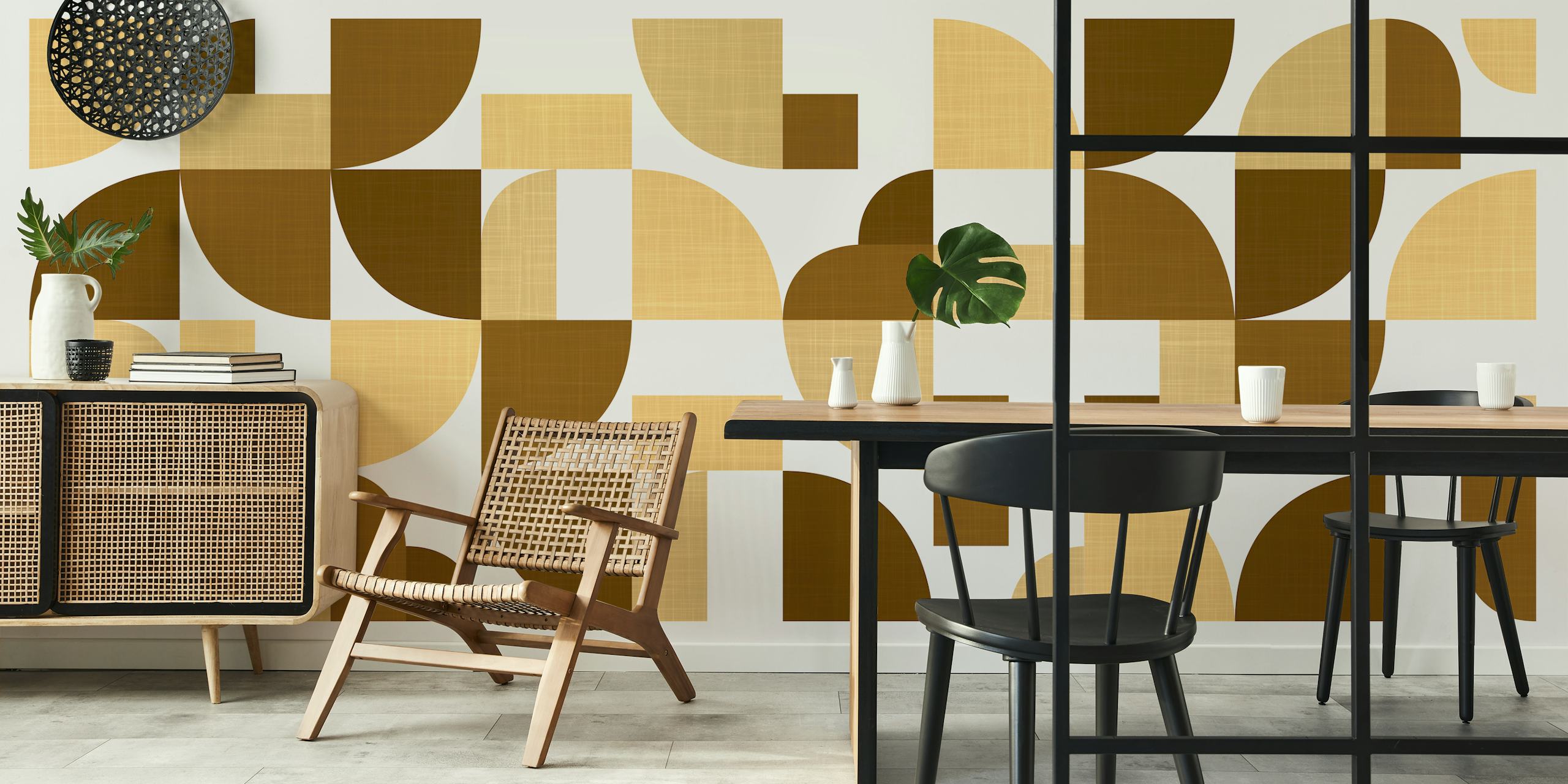 Fotomural formas curvas de inspiración retro en tonos tierra