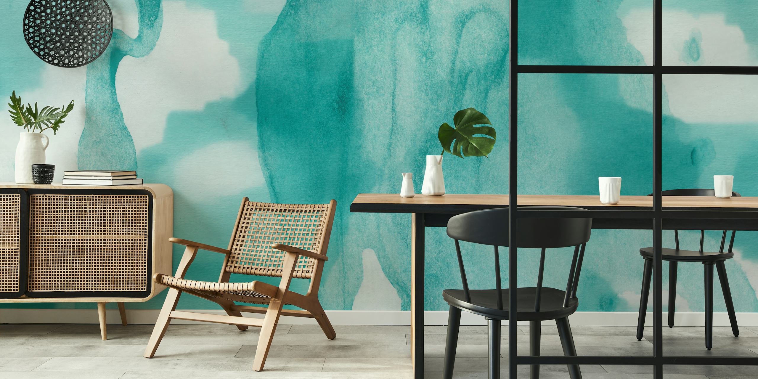 Cosmic Teal wallpaper displayed in a room