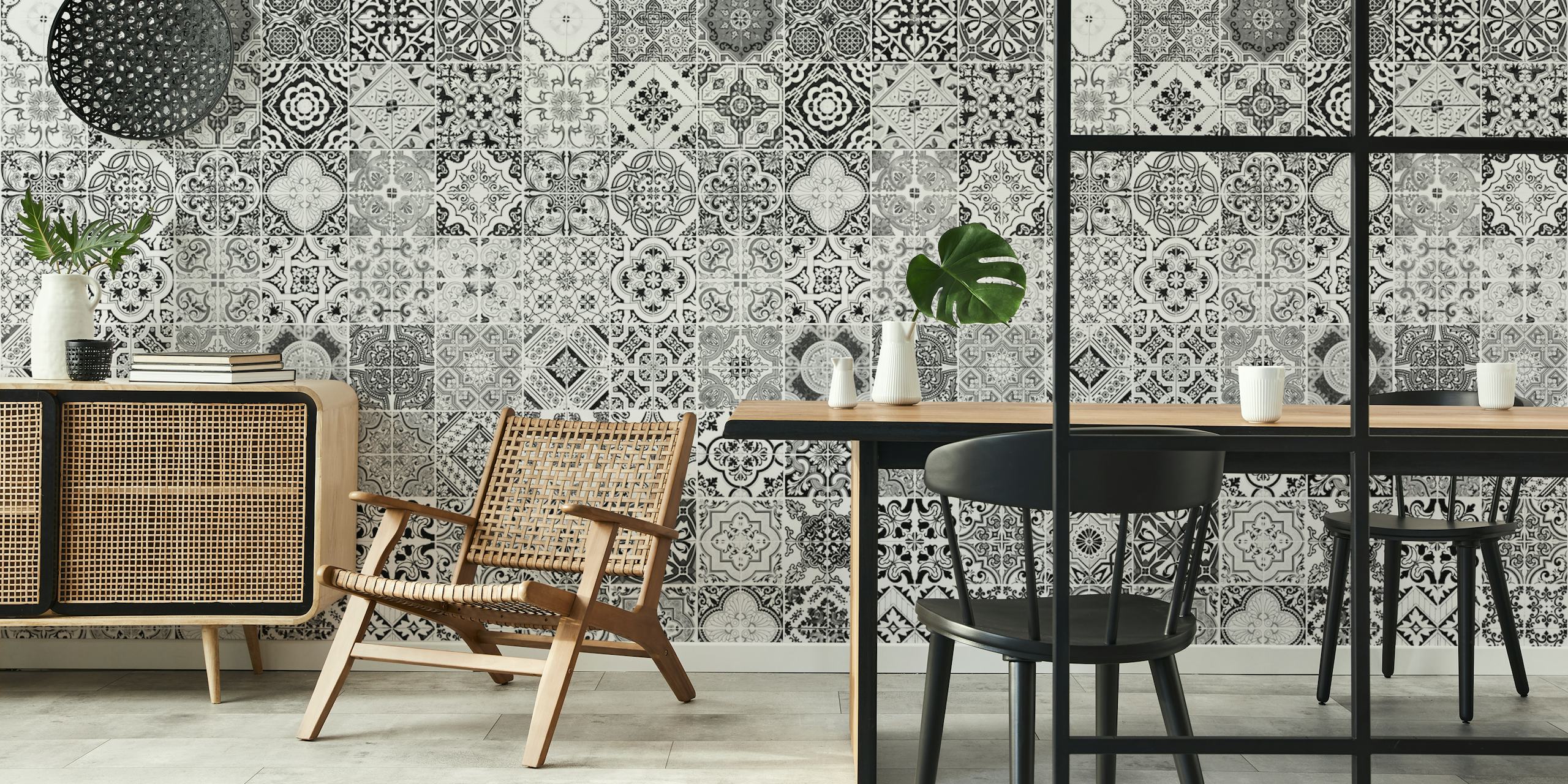 Papel de parede com padrão geométrico inspirado em Marrakech