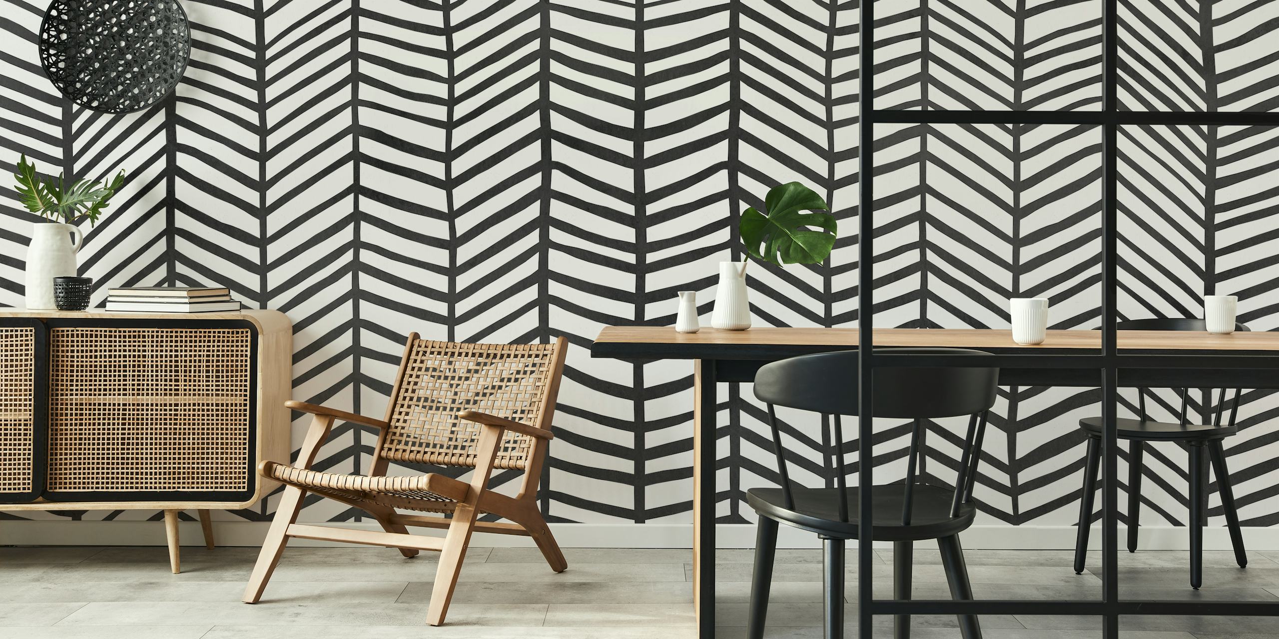 Carta da parati Wavy lines in una stanza moderna