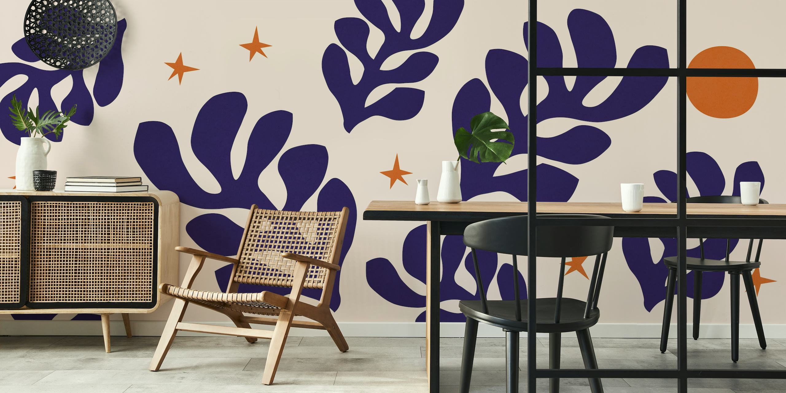 Floral Matisse wallpaper in a room