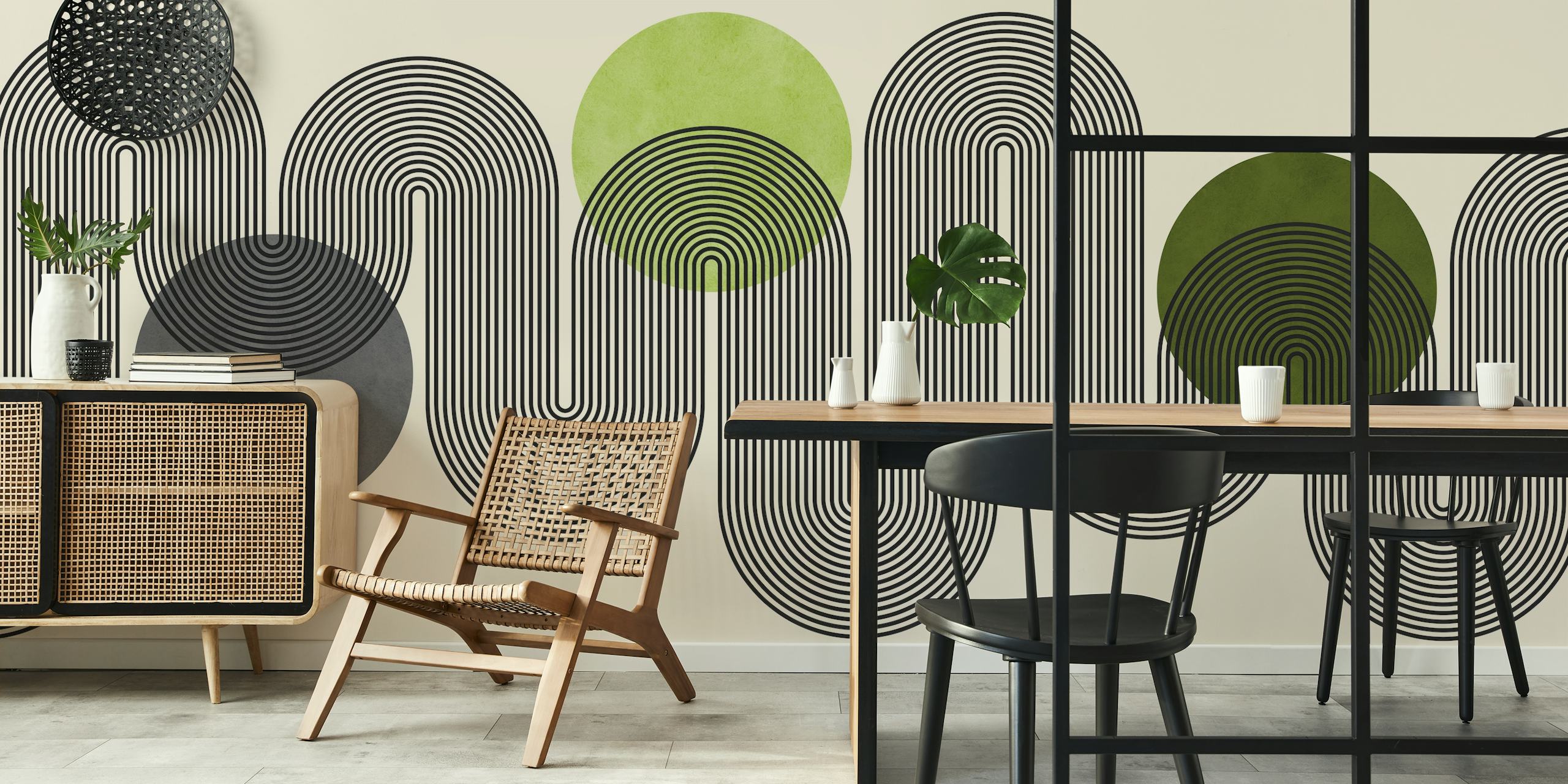 Moderne Lines and circles tapet i et rum