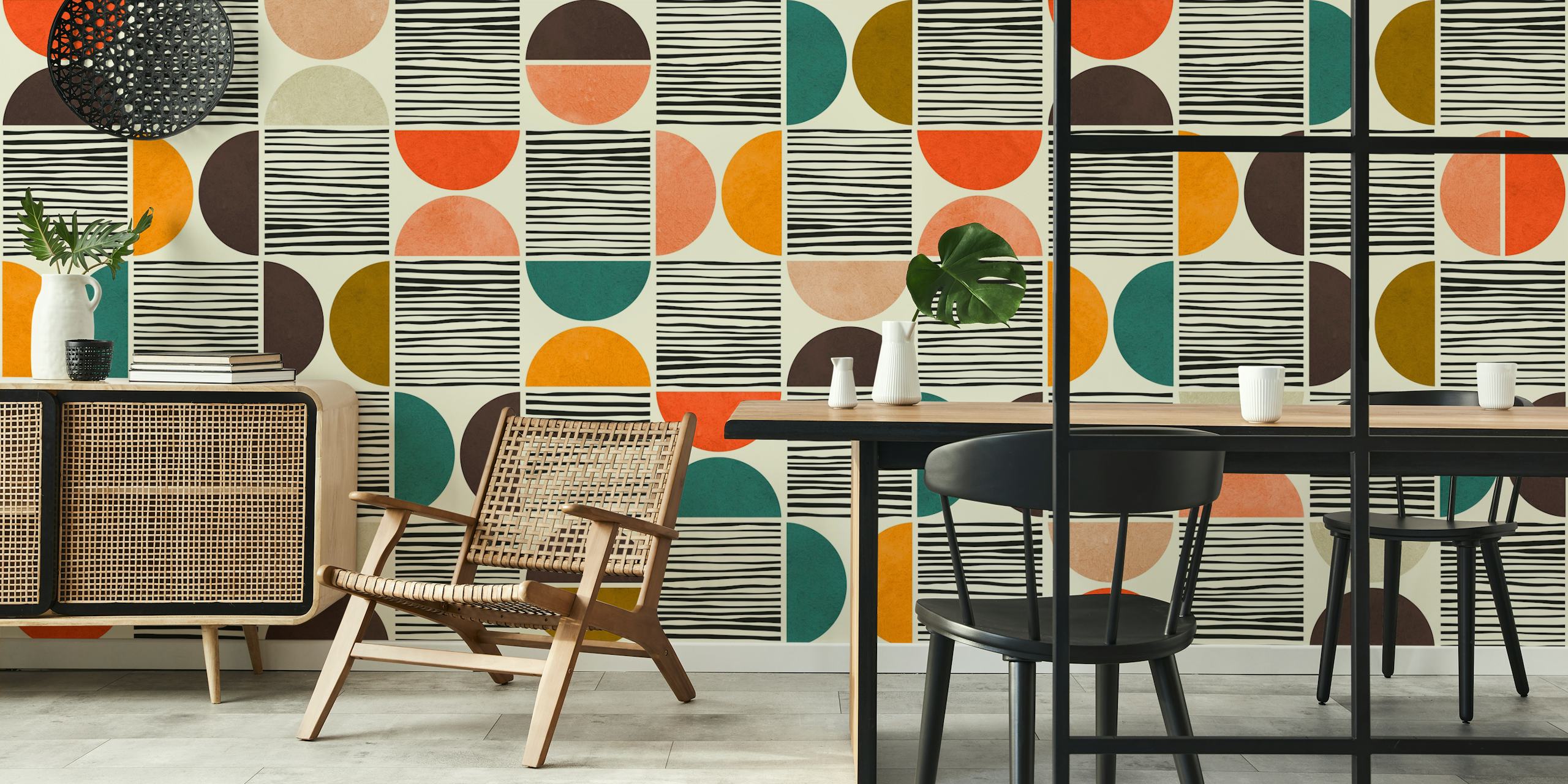 Pattern of circles 9 tapet i ett rum