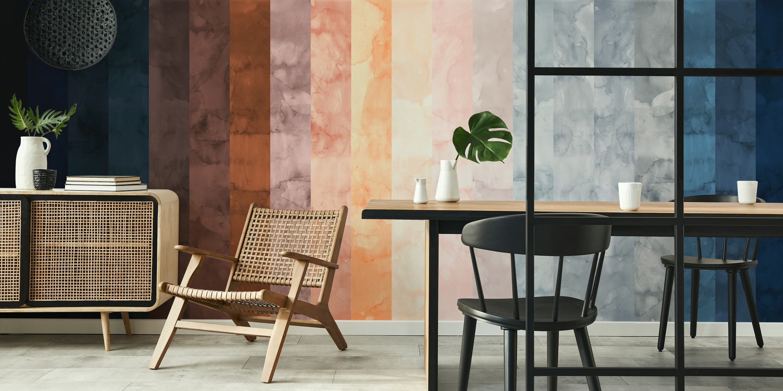 Tapeta Watercolor strokes prikazana u sobi