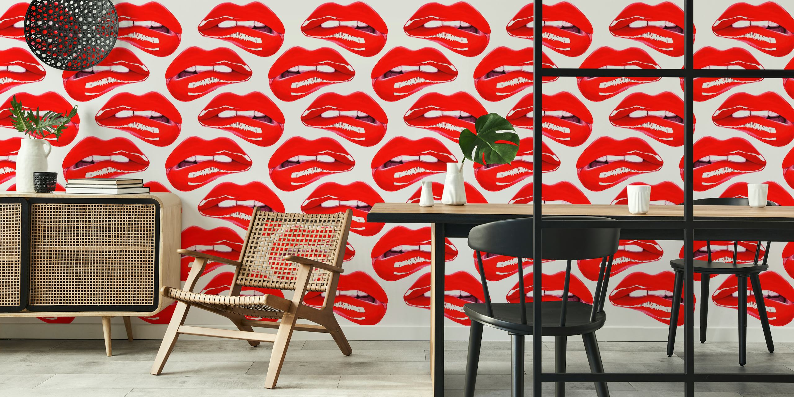 Parete con bold red lips