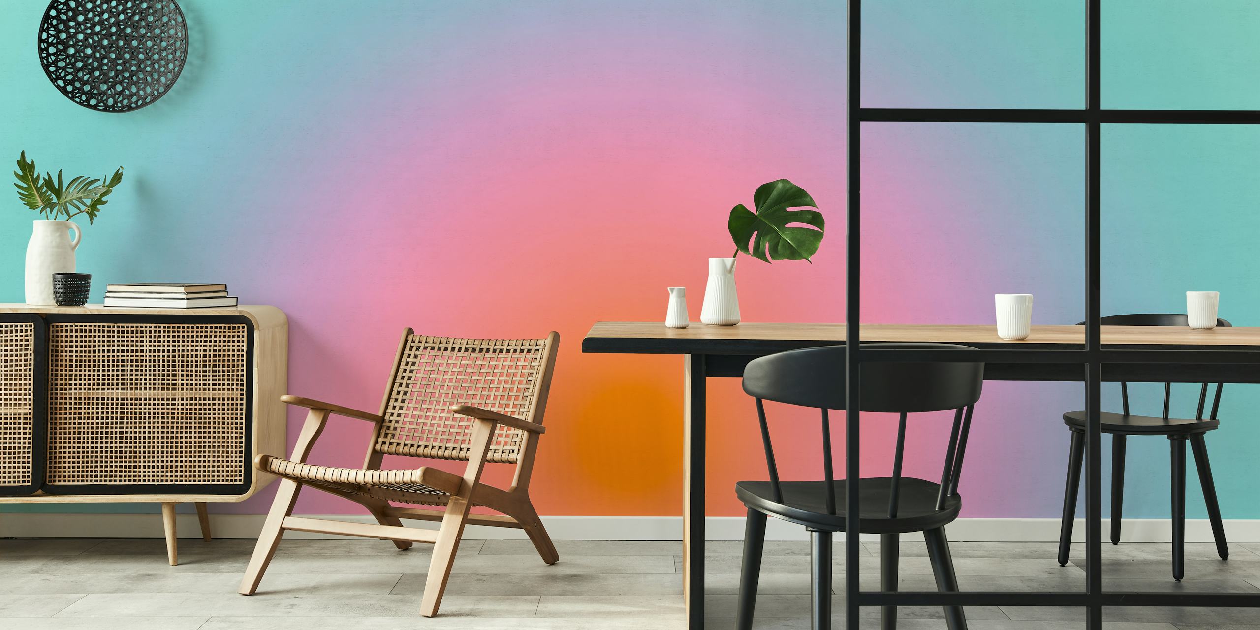 Vibrant sunset wallpaper in a room