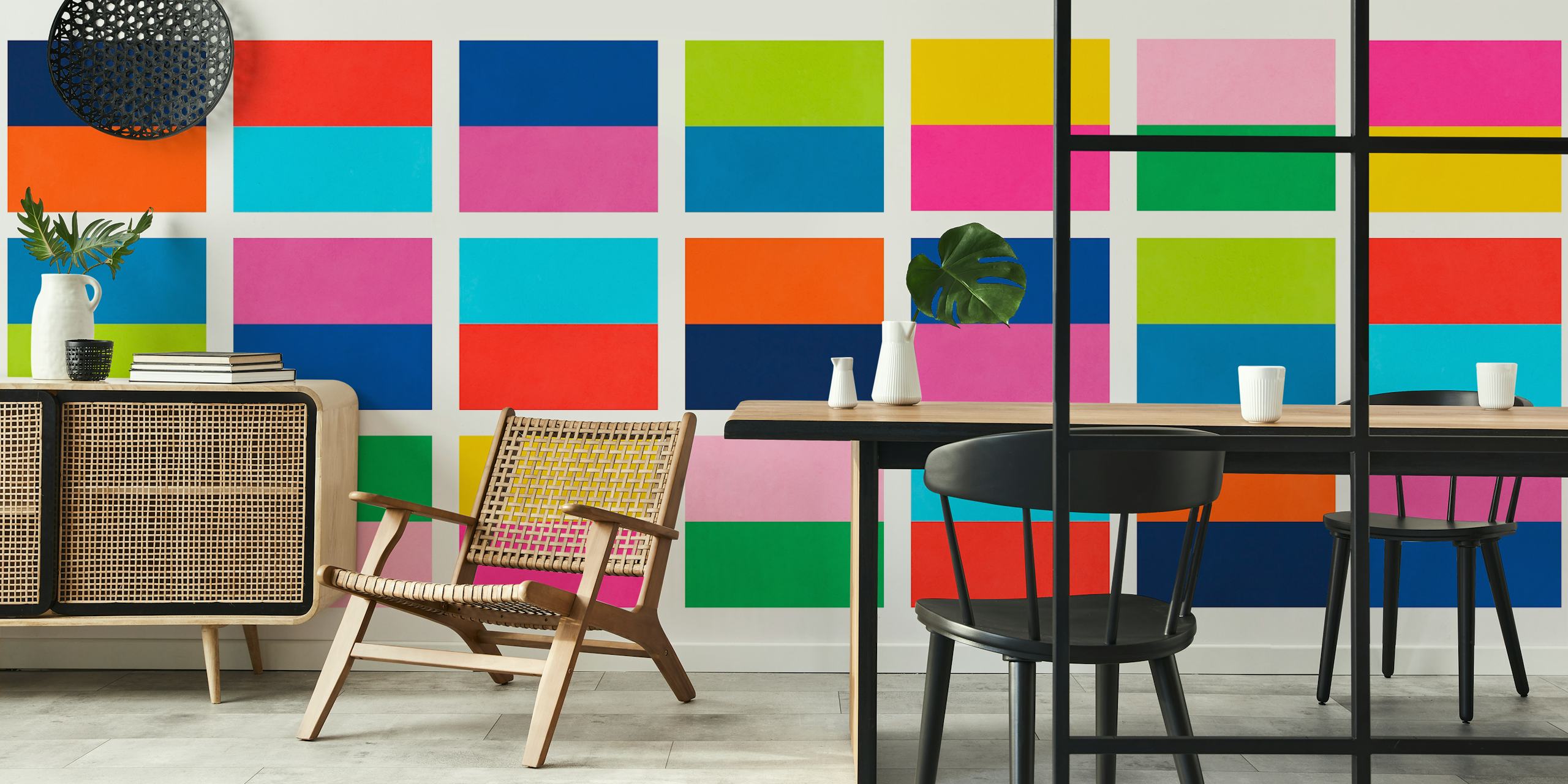 Contemporary geometric shapes behang in een kamer