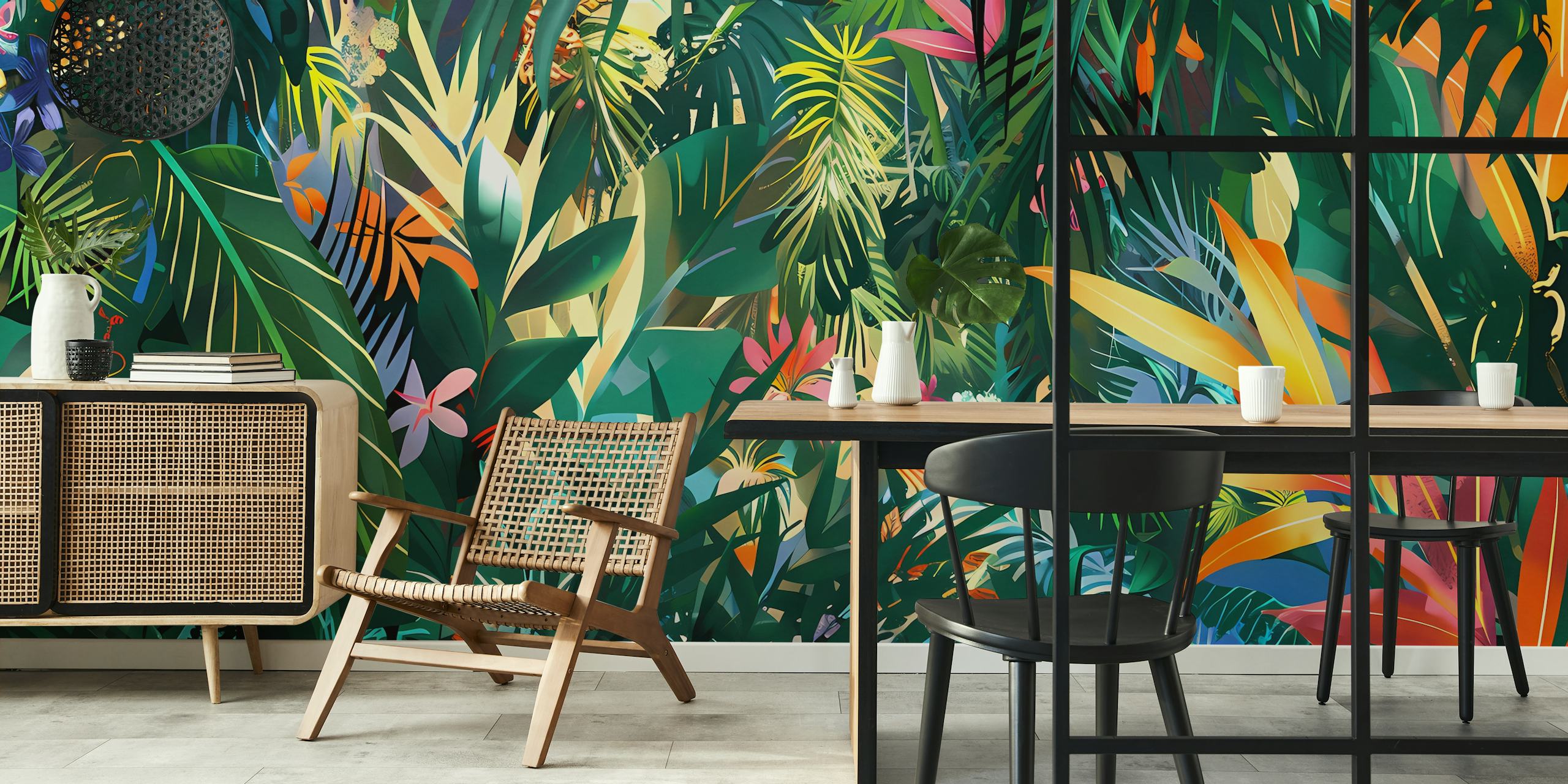 Tropical Forest 2 wallpaper design in a room