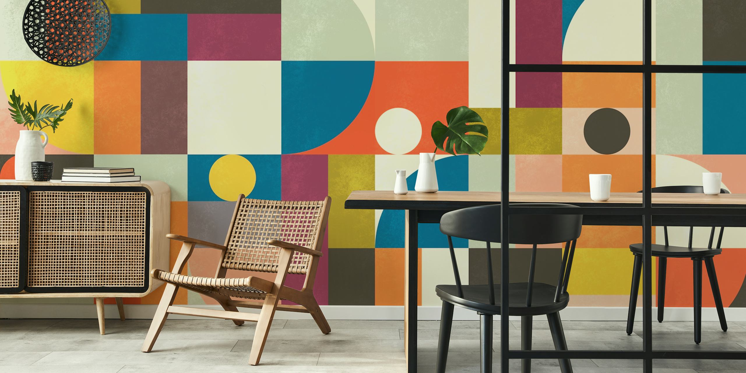 Dizajn tapeta Mid Century Bauhaus Happy