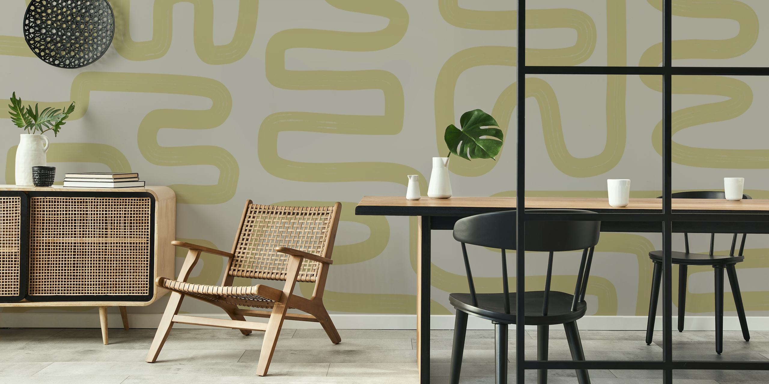 Papel pintado Abstract Line Tie en una habitación