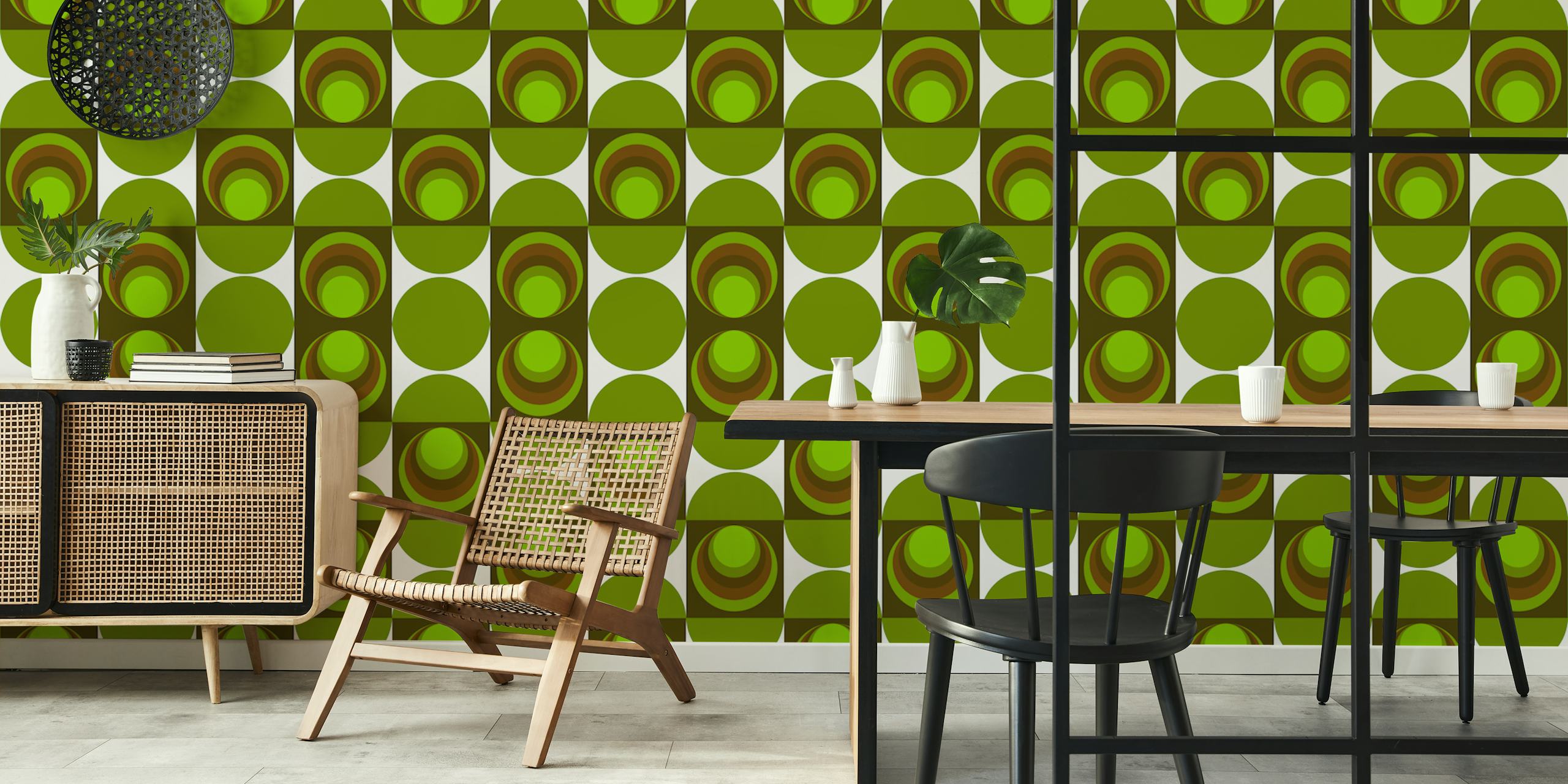 Chic Retro Ovals wallpaper in a room
