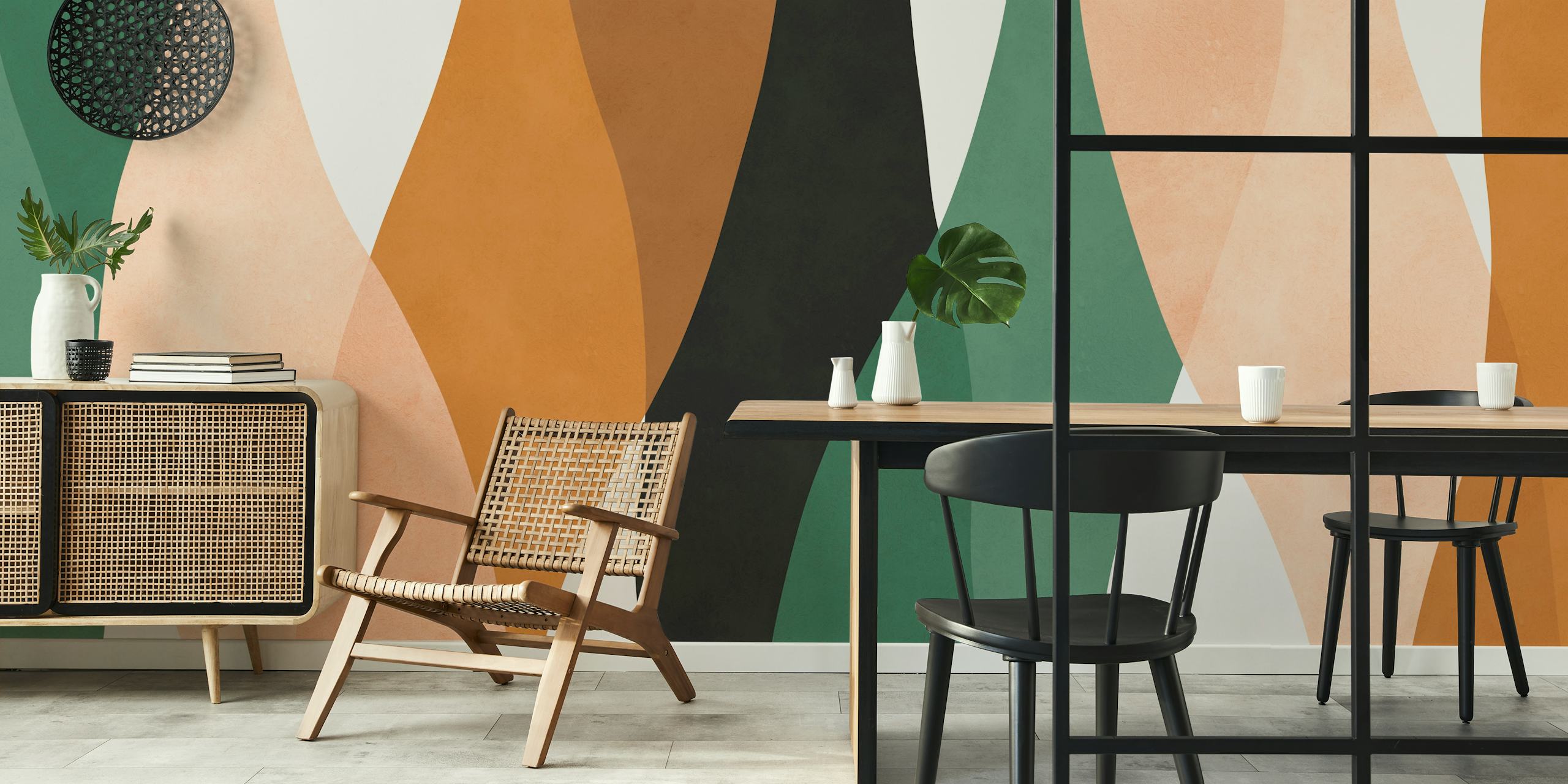 Papel tapiz Geo Chic Elegance en una habitación moderna