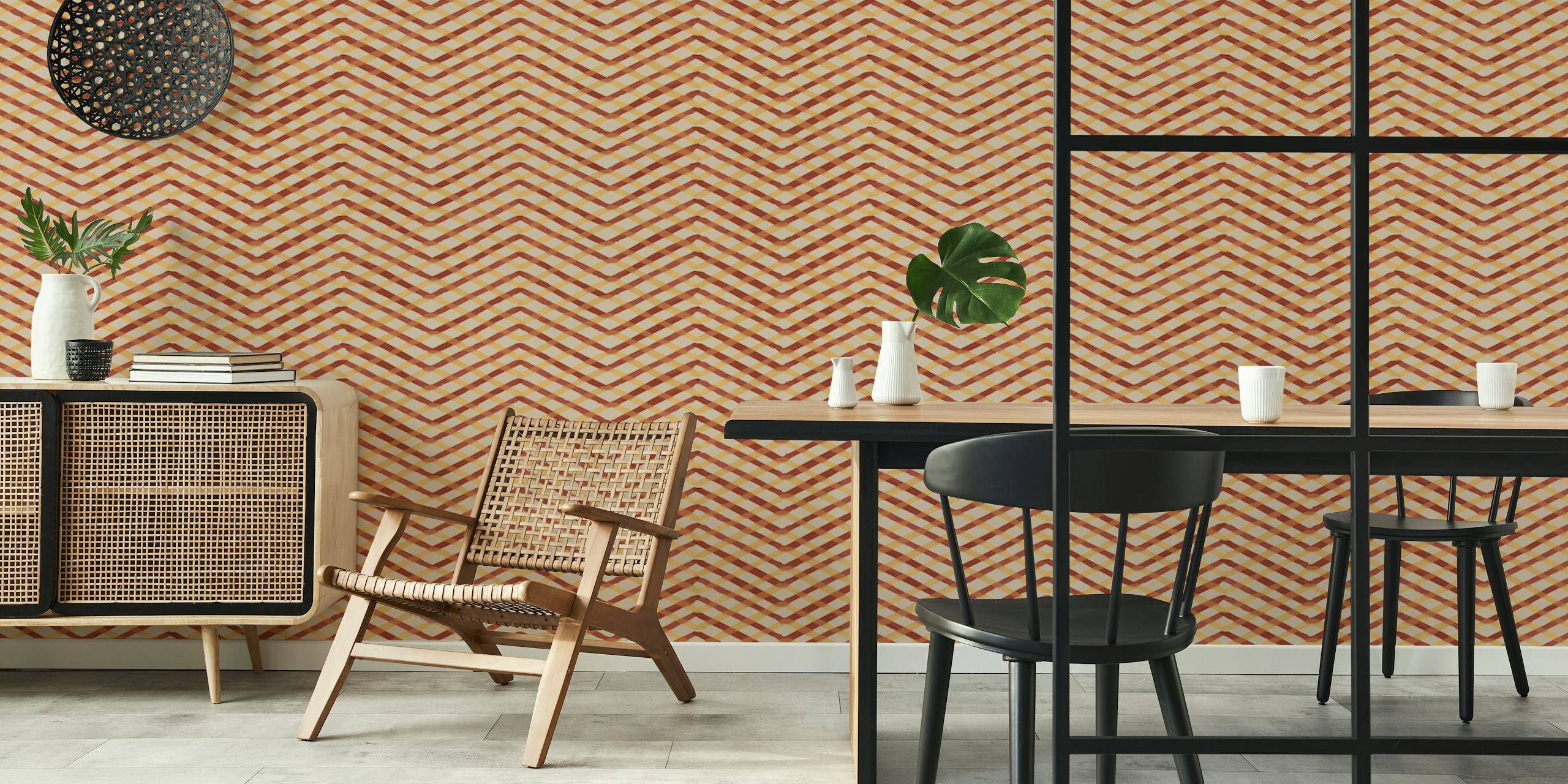 Grid Sunset behang in een kameropstelling