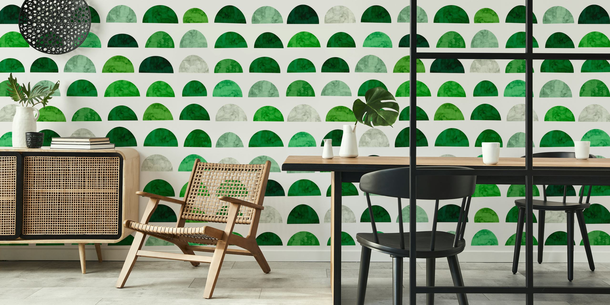 Emerald Stone Arches wallpaper in a room