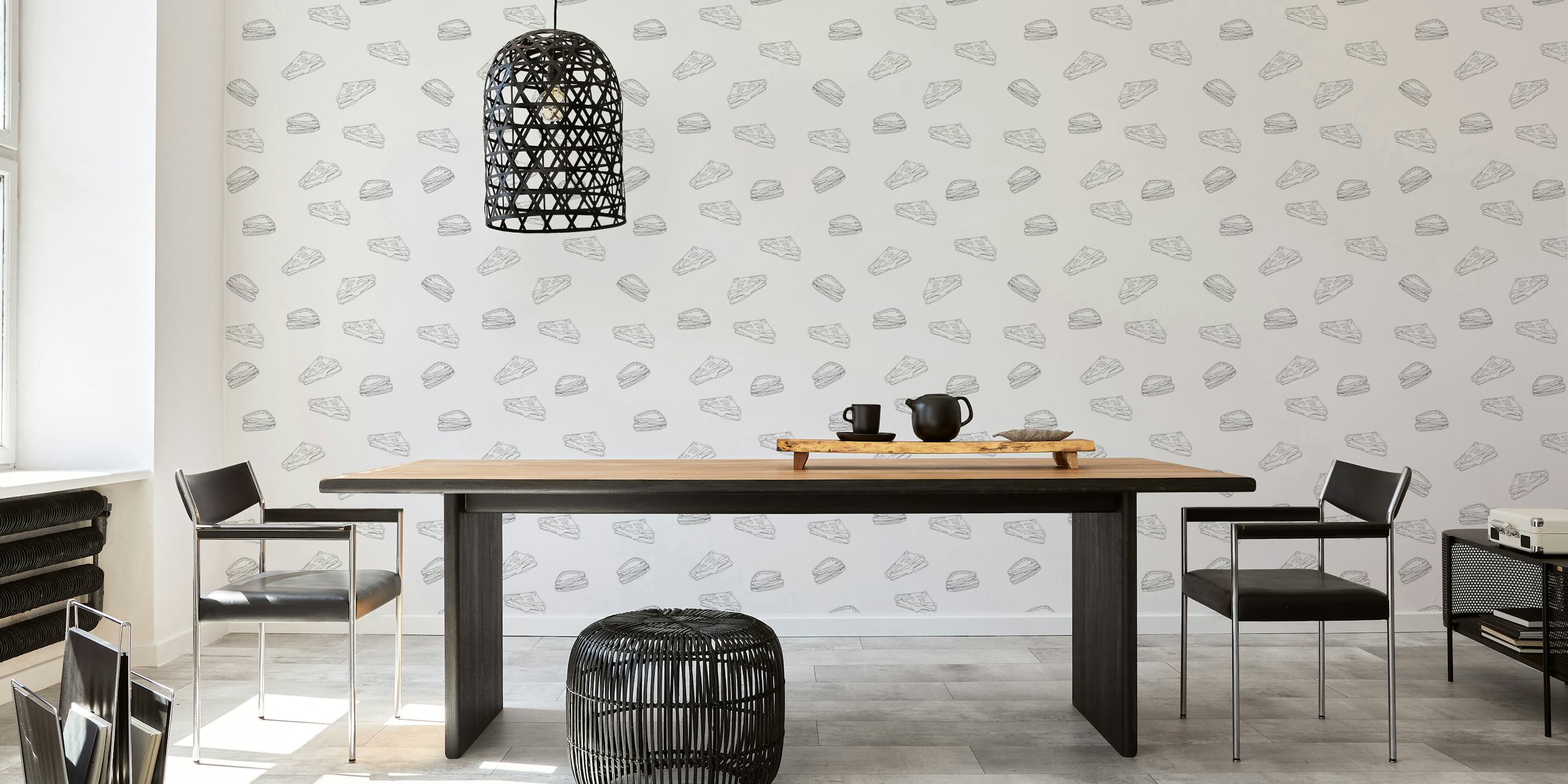 Grilled cheese sandwich sketches on white background wallpaper