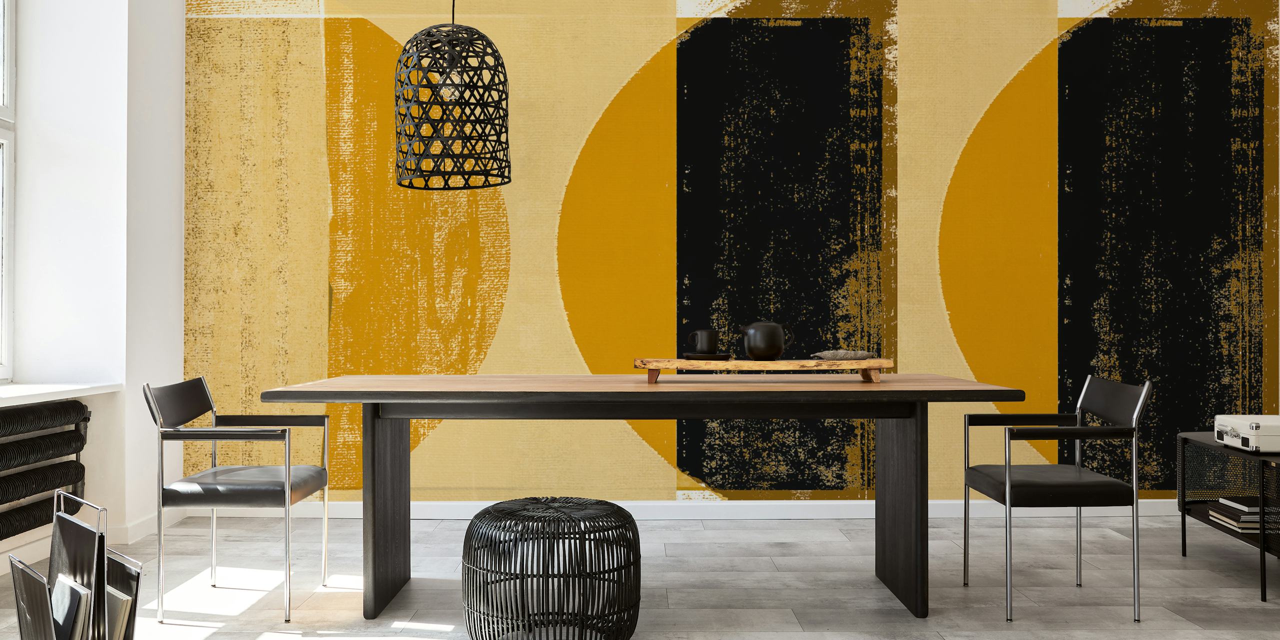 Rustic Vintage Gold Geometry wallpaper in a room