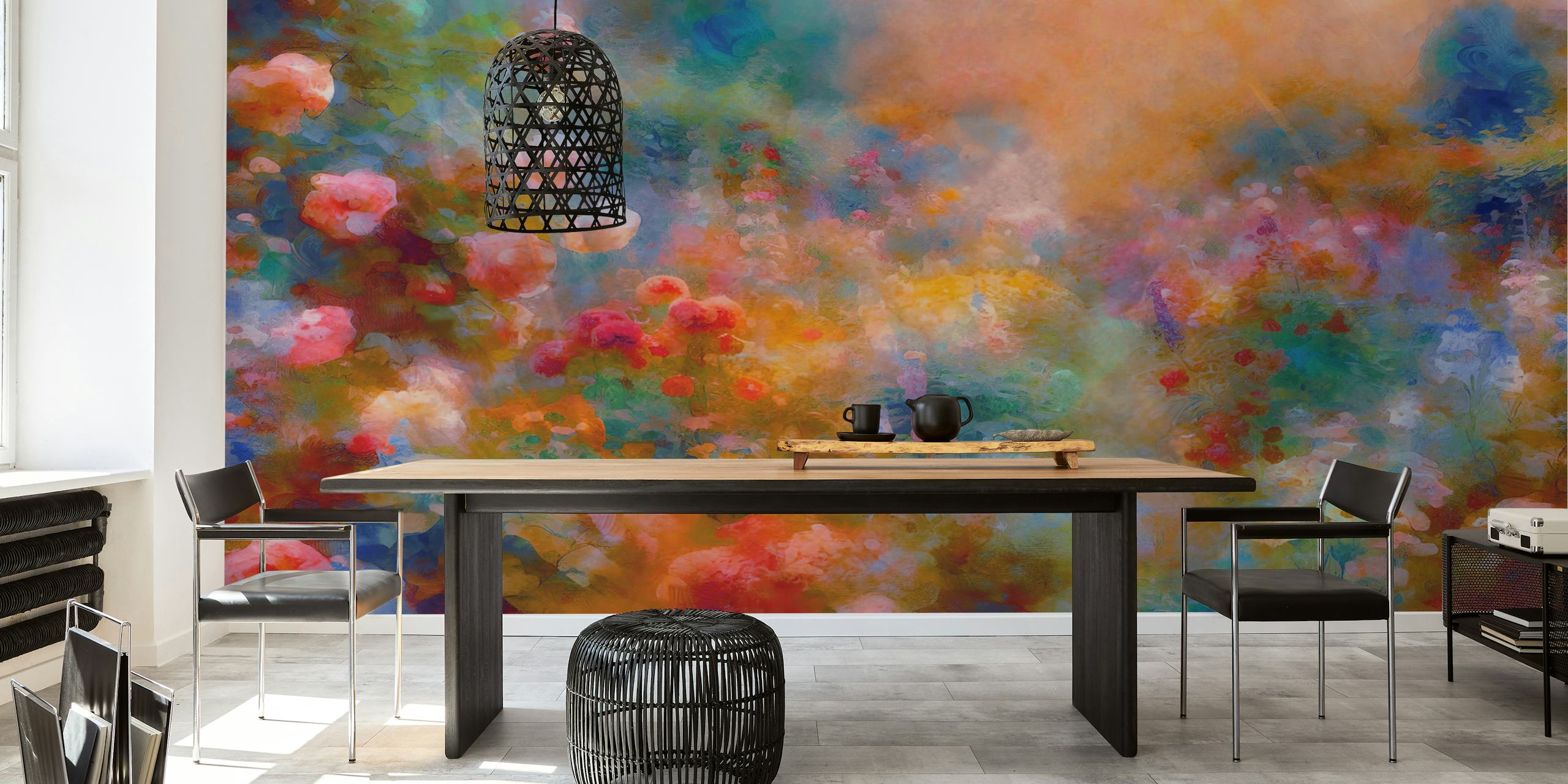 Vibrant floral wallpaper design i ett rum