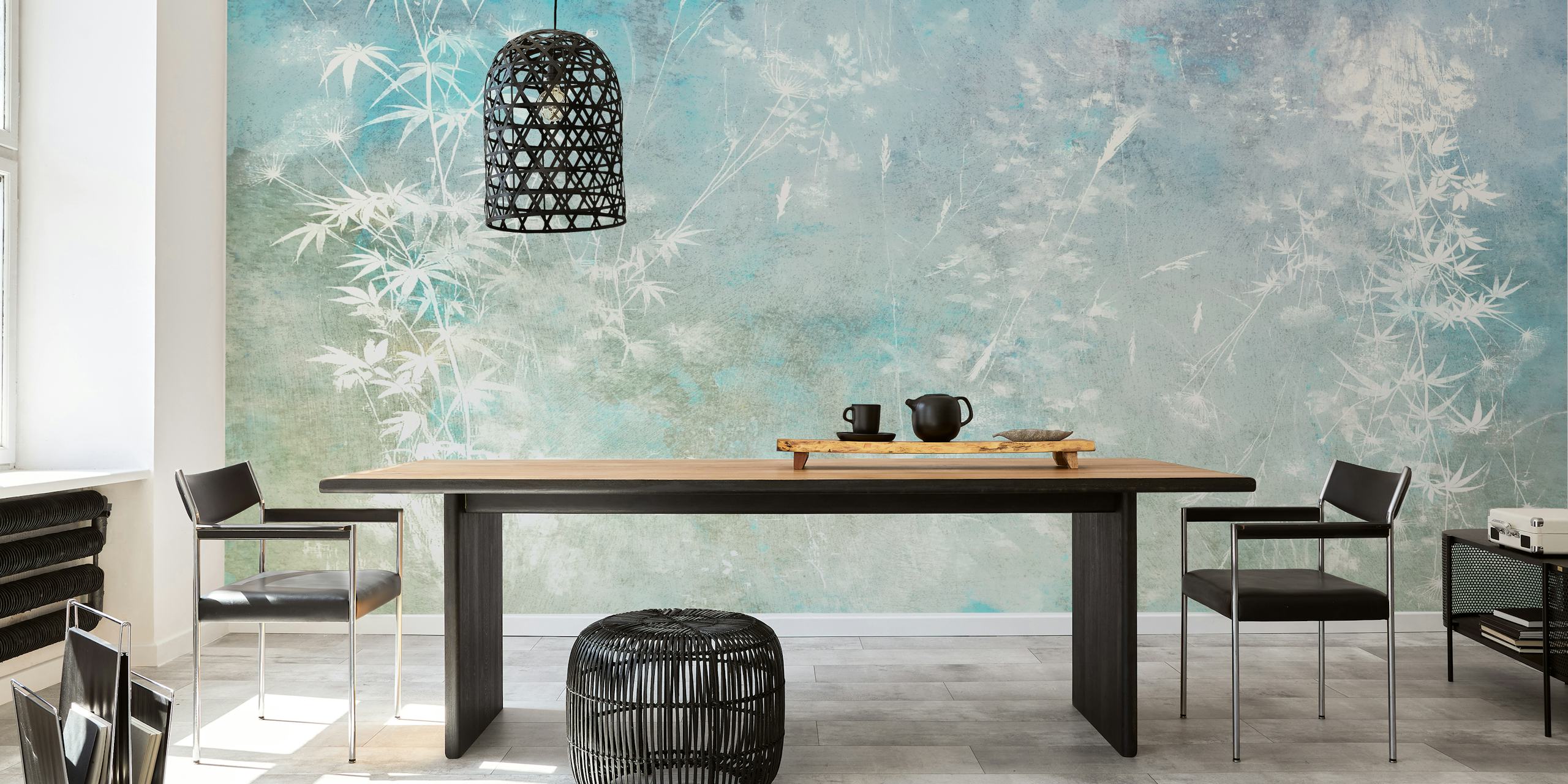 Ethereal Bamboo Mist wallpaper in a room