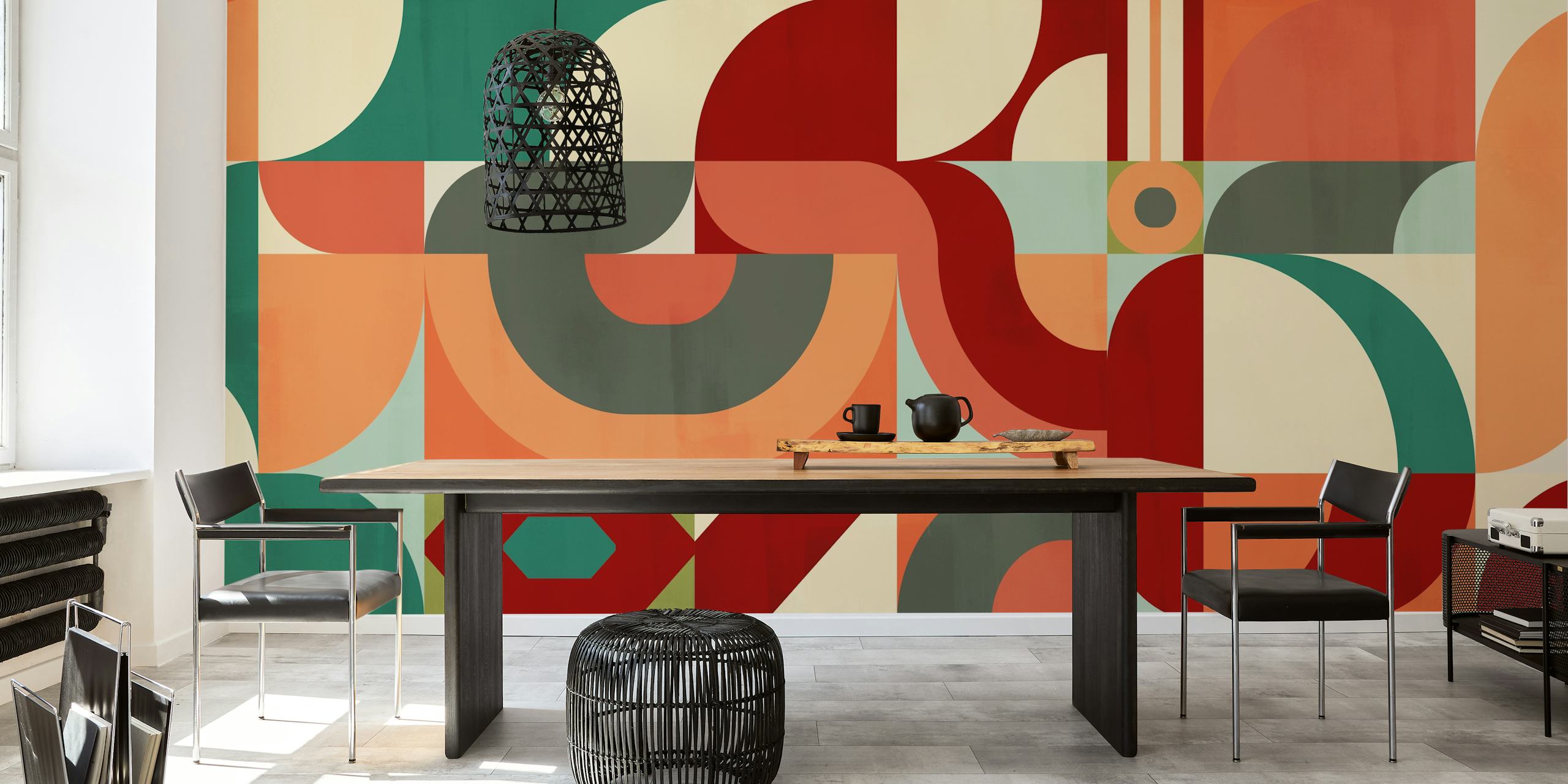Mid Century Bauhaus Decor wallpaper in a room