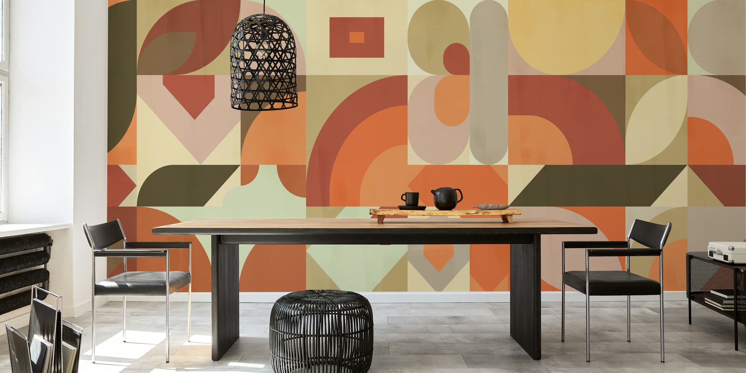 ταπετσαρία Mid Century Bauhaus Chic σε ένα δωμάτιο