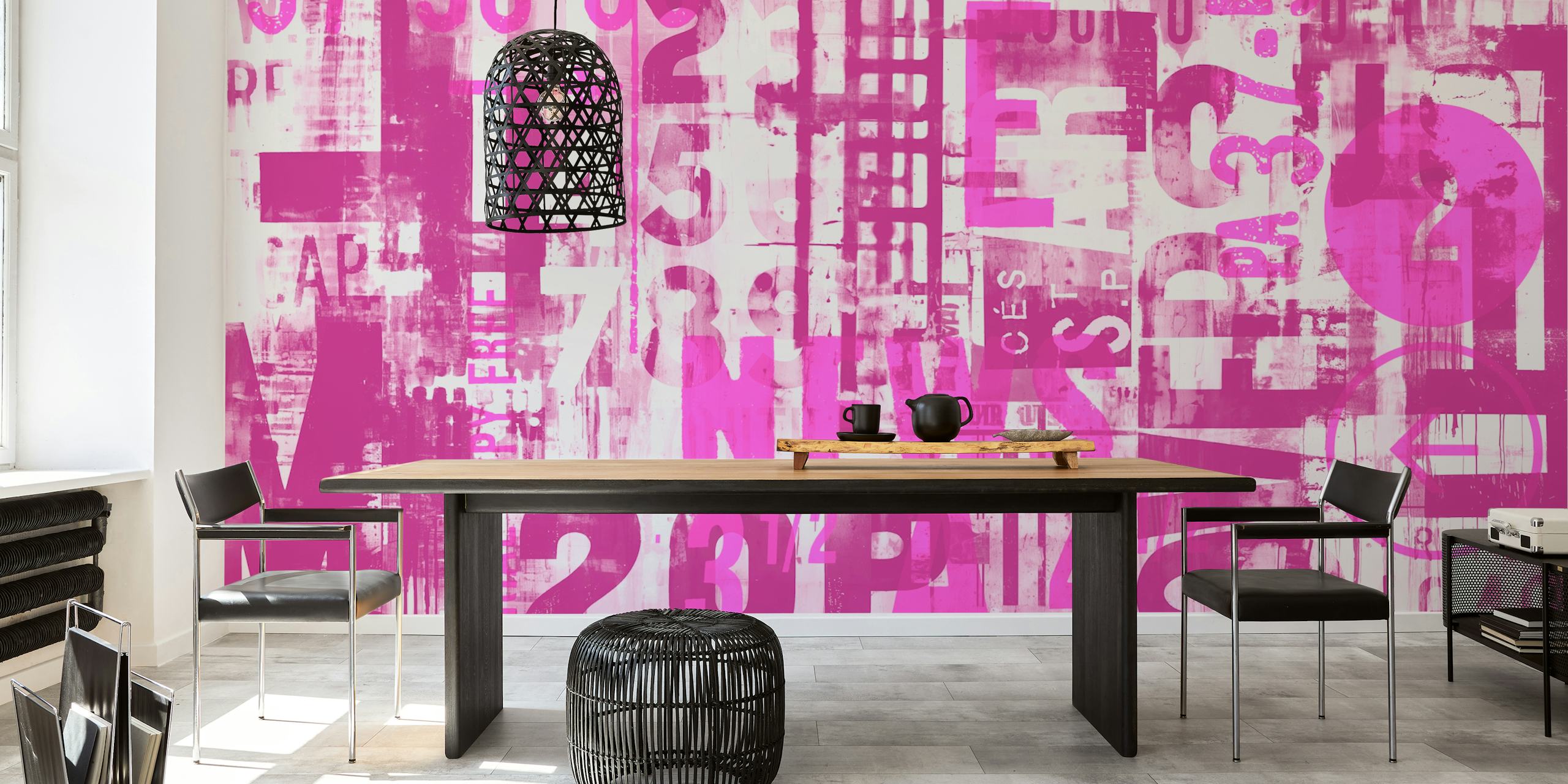 Pink urban street art typography and numbers wallpaper