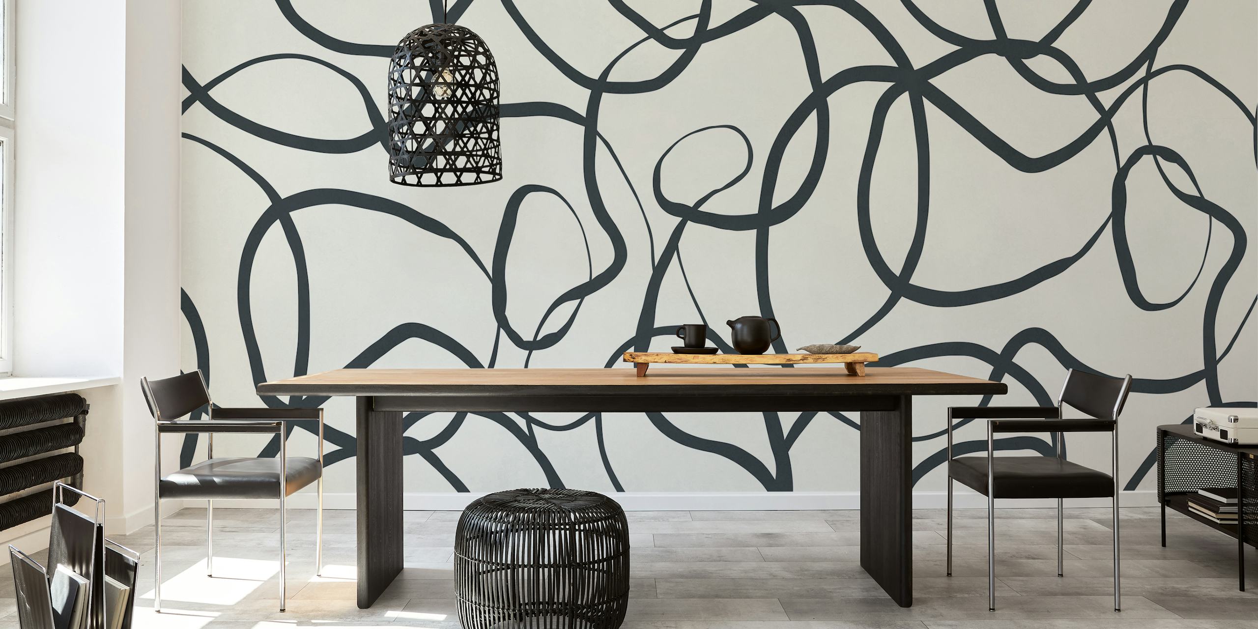 Tapetdesign für Abstract Black and White Swirls