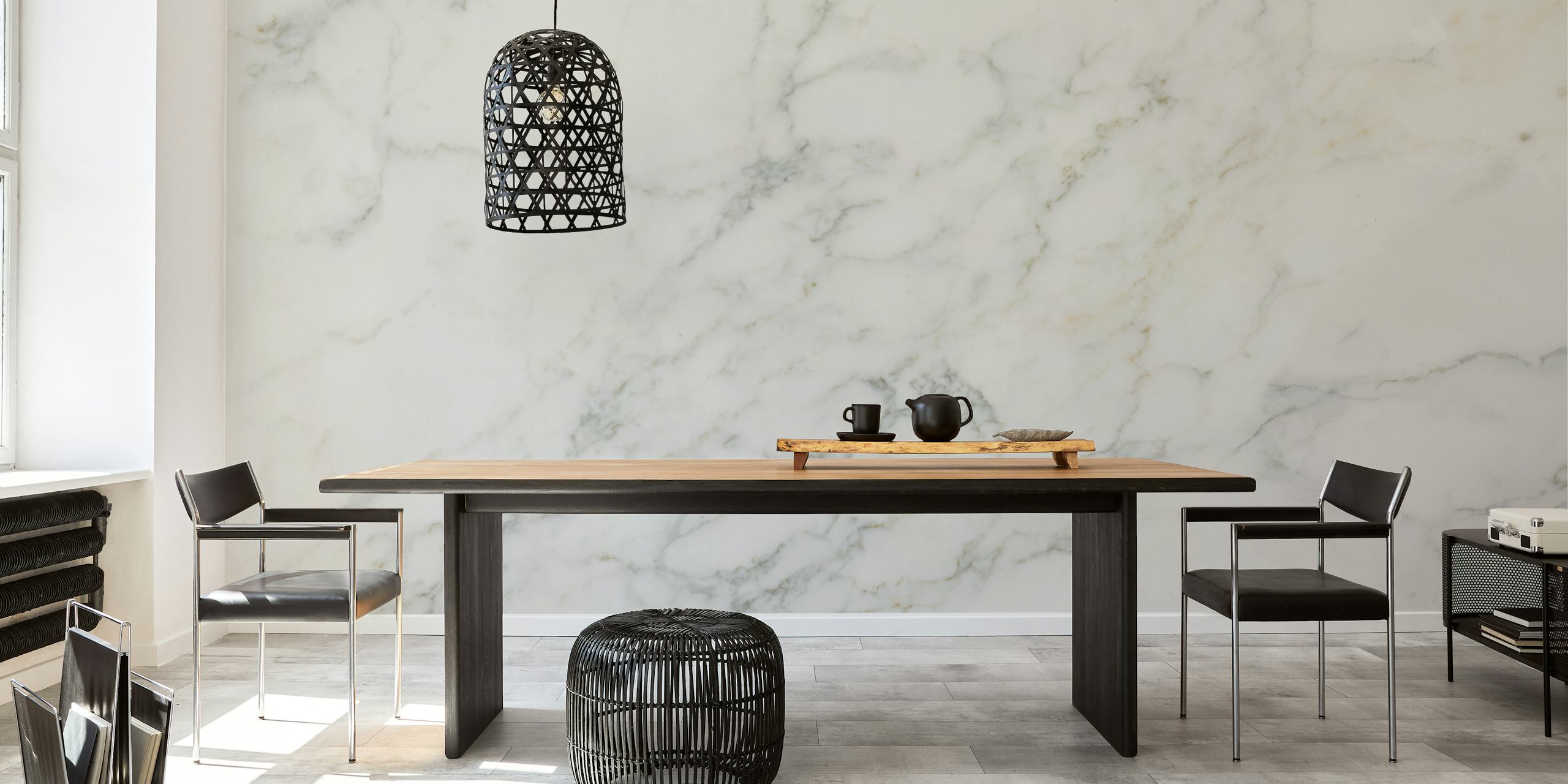 Motif de marbre blanc avec veines grises dans un style élégant wallpaper