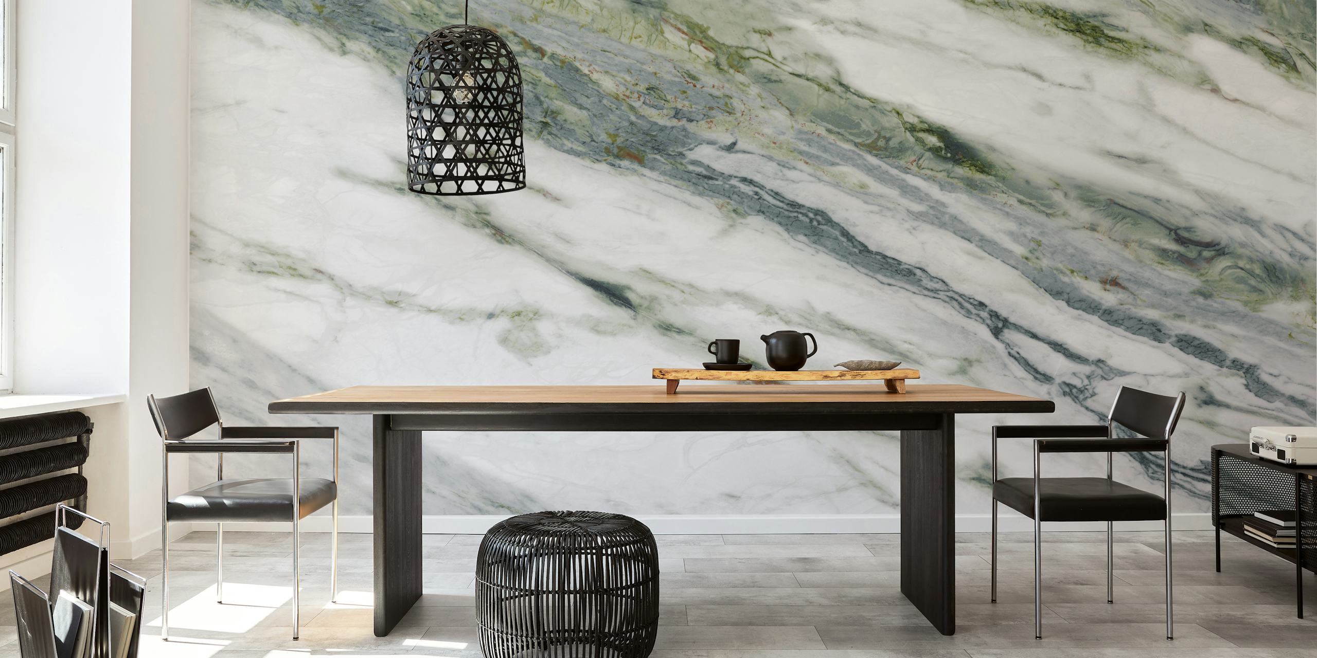 White and green marbled surface wallpaper, marble style