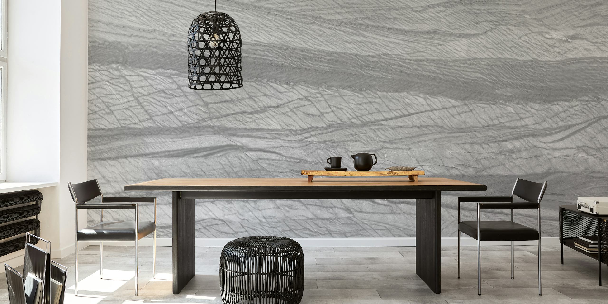 Ταπετσαρία Gray Natural Stone σε ένα δωμάτιο