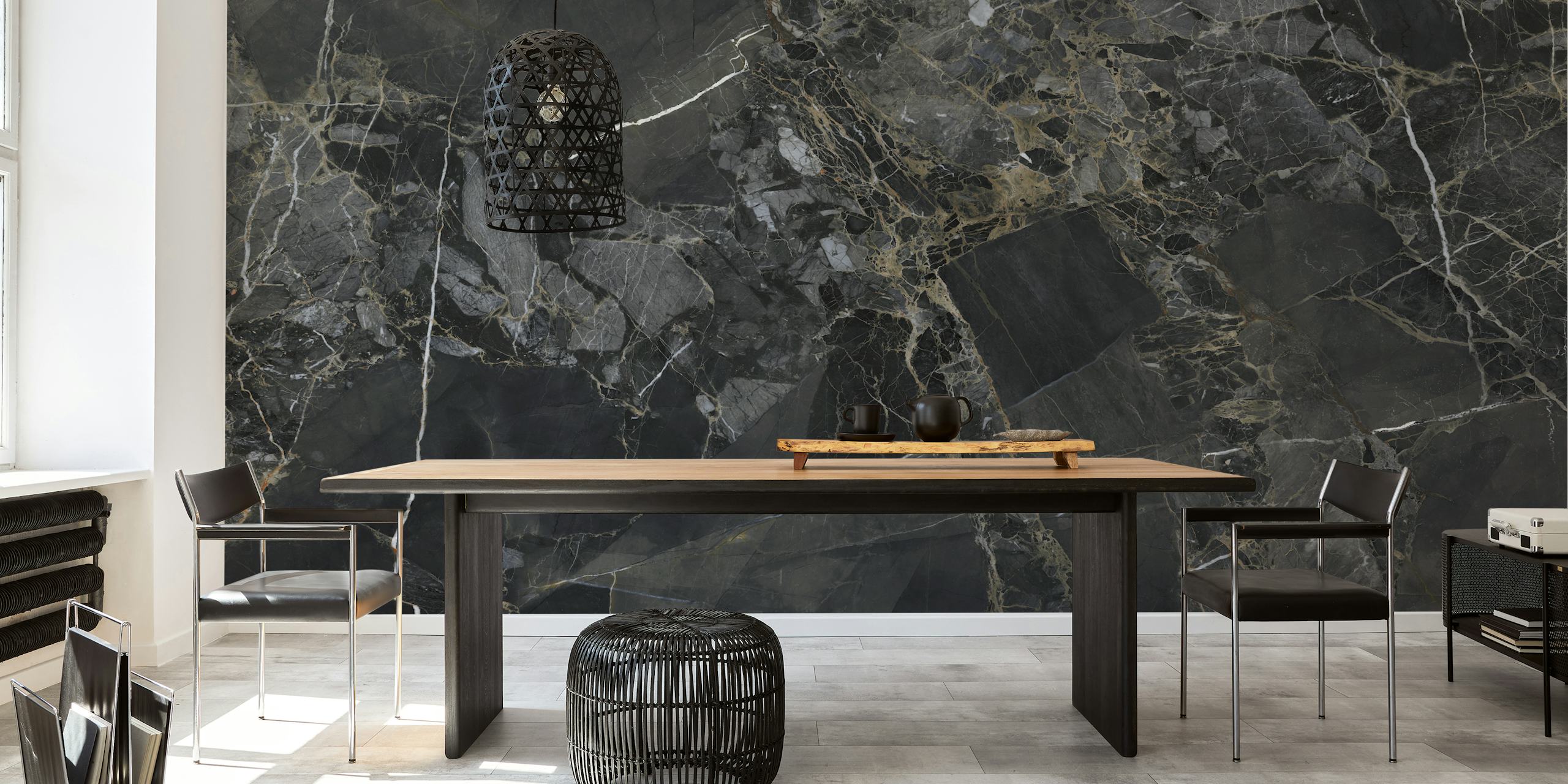 Tapeta Black Marble u stiliziranoj sobi