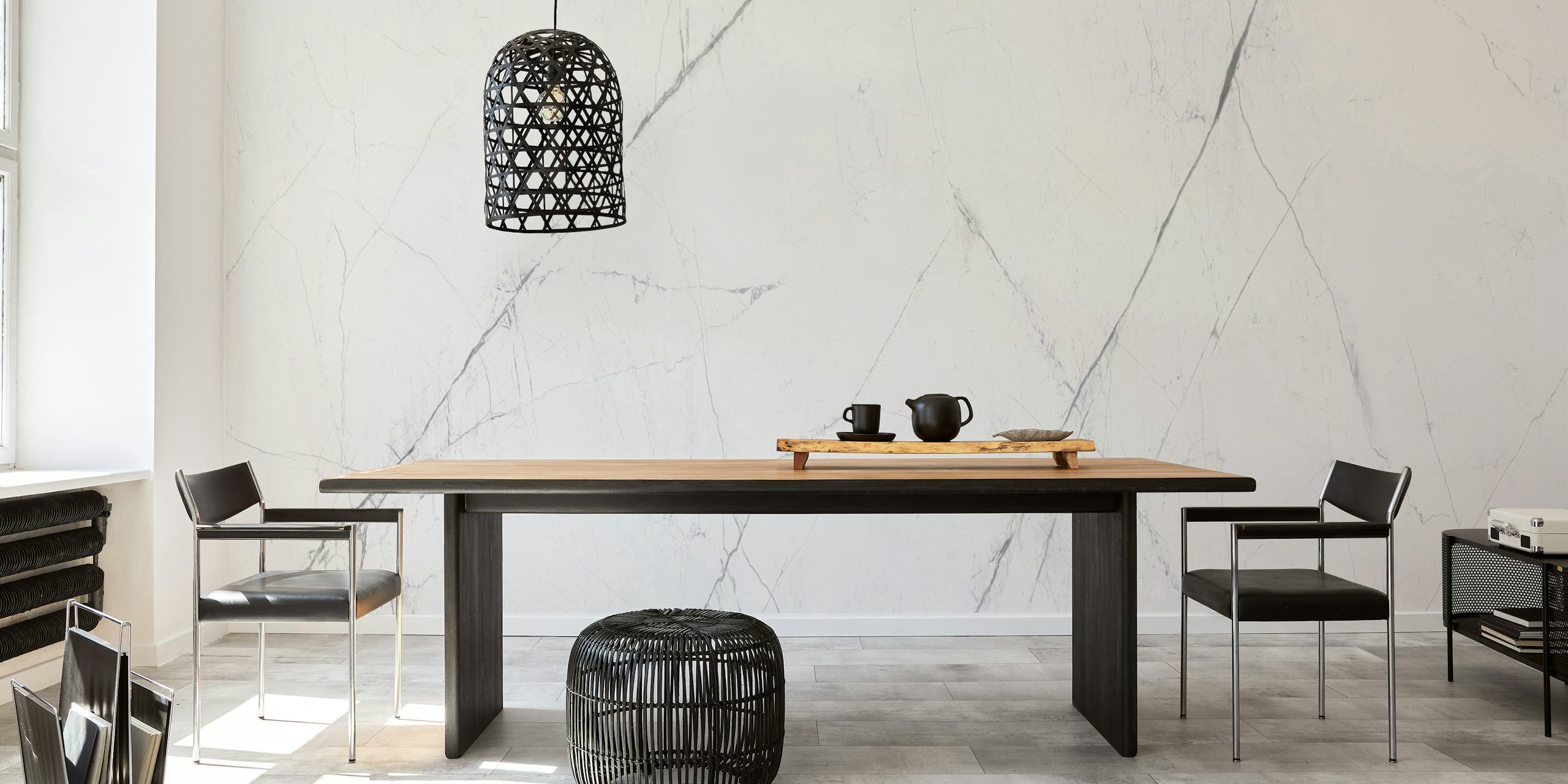 Carta da parati White natural marble in una stanza
