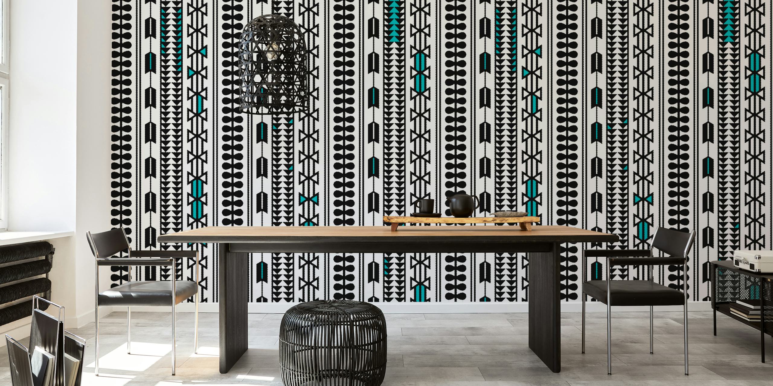 African Pattern wallpaper in a modern room