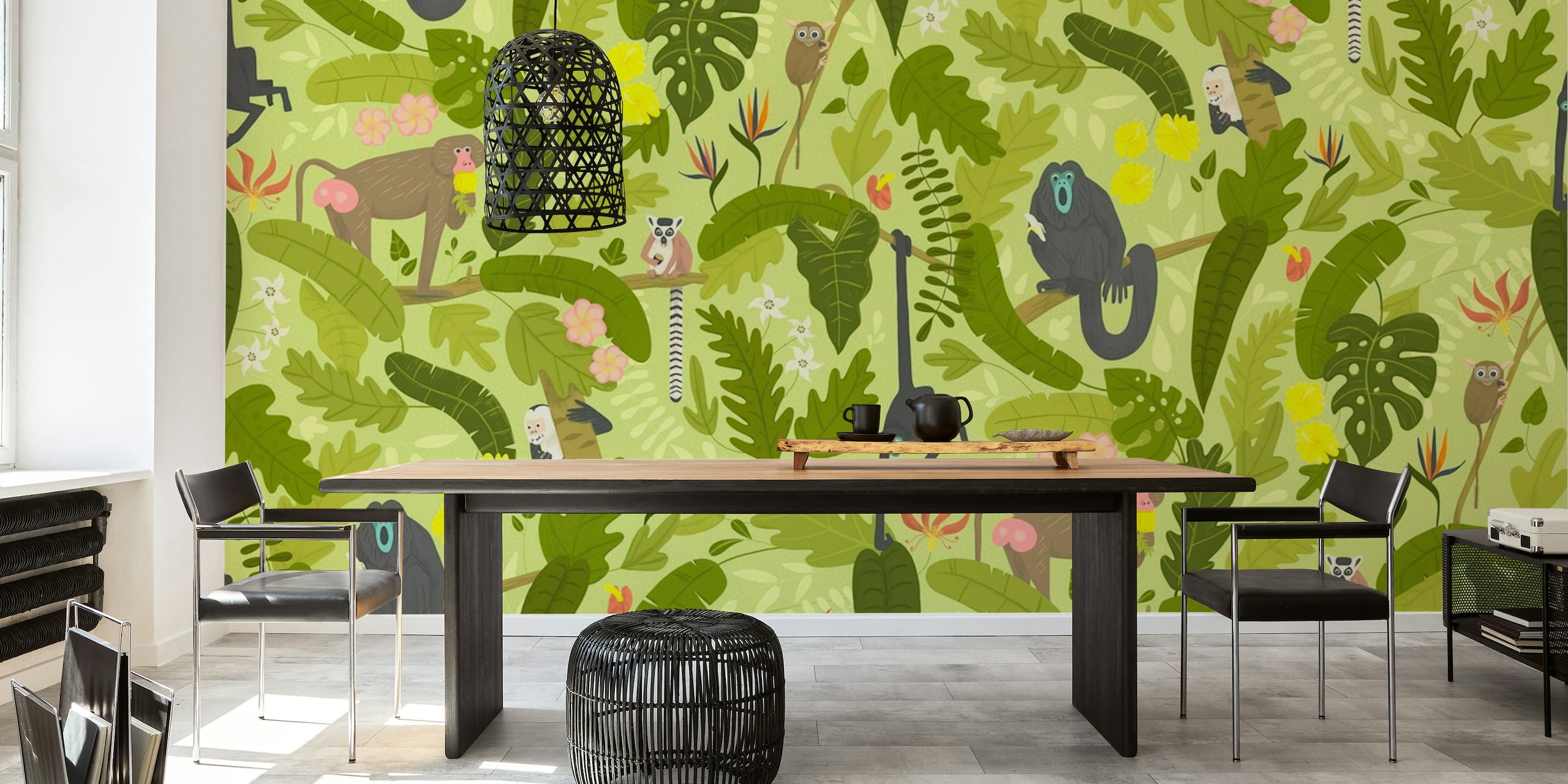Primates In The Jungle (light) wallpaper