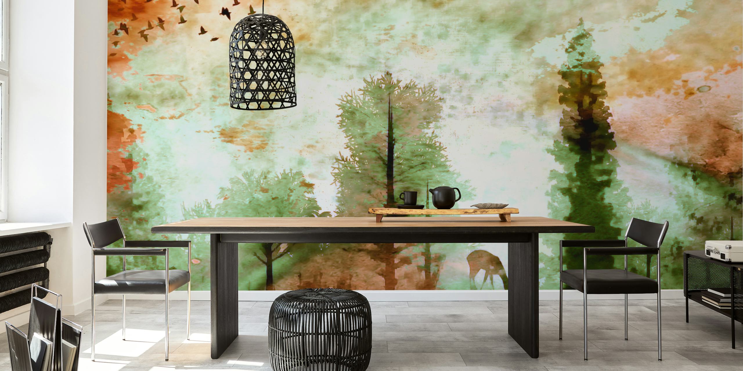 Scandinavian Wildlife tapetdesign i ett rum